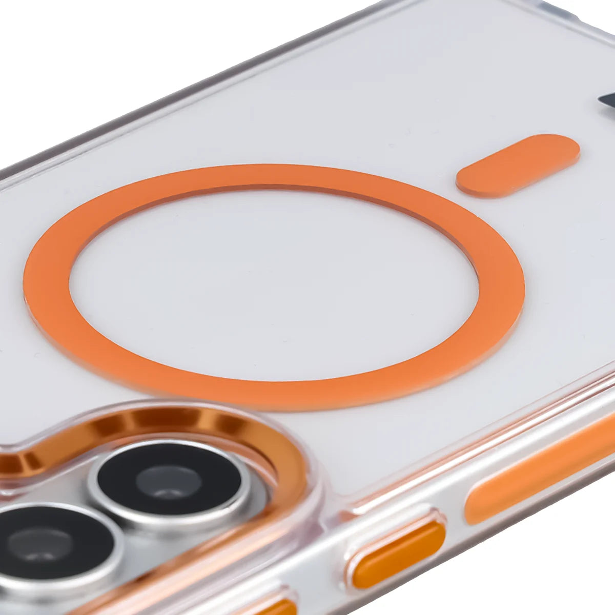 Handyhülle mit Magnetring für Galaxy S26 Ultra, Bizon Case Marco, Transparent mit orangem Rahmen