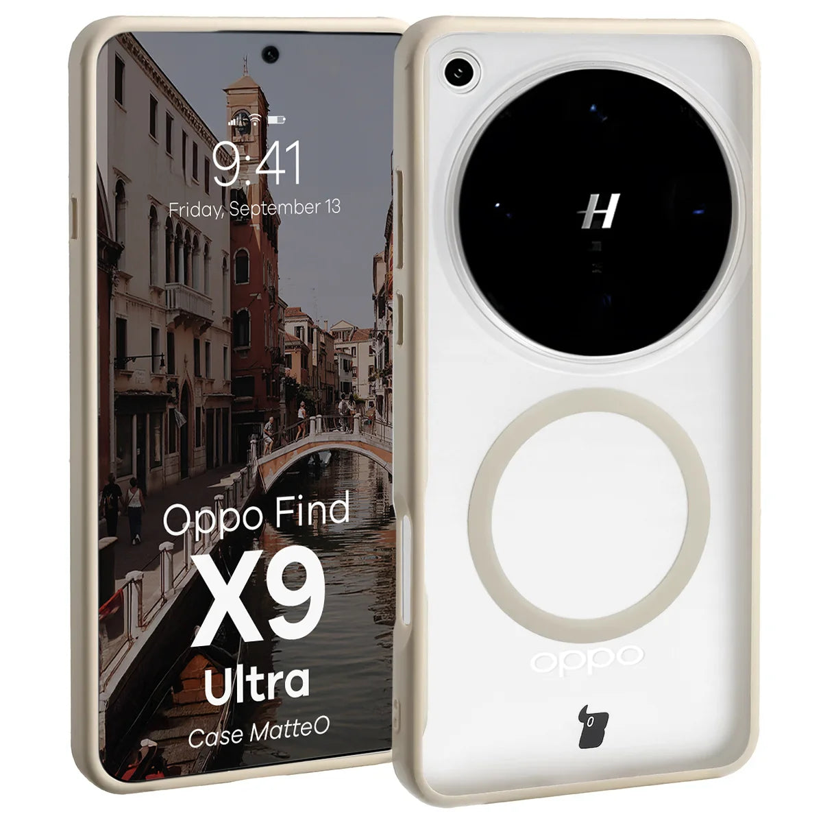 Handyhülle mit Magnetring für Oppo Find X9 Ultra, Bizon Case MatteO, Getönt-Schwarz