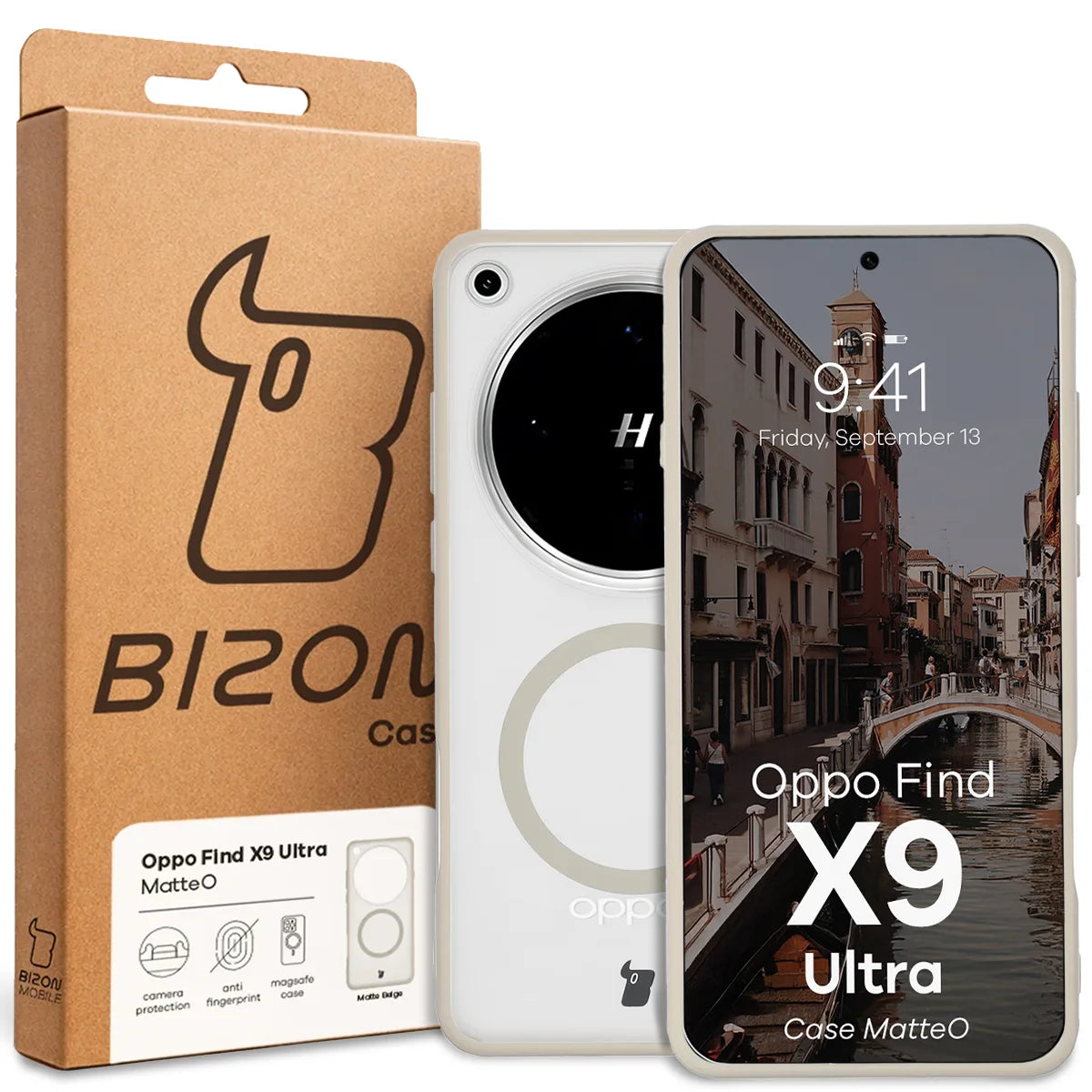 Handyhülle mit Magnetring für Oppo Find X9 Ultra, Bizon Case MatteO, Getönt-Schwarz