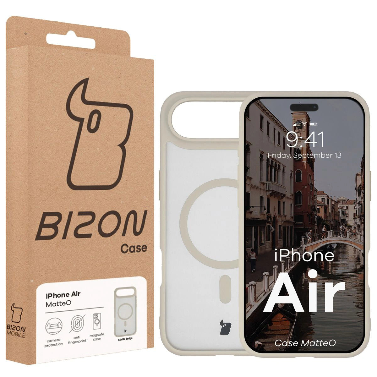 Handyhülle mit Magnetring für iPhone Air, Bizon Case MatteO, Getönt-Beige