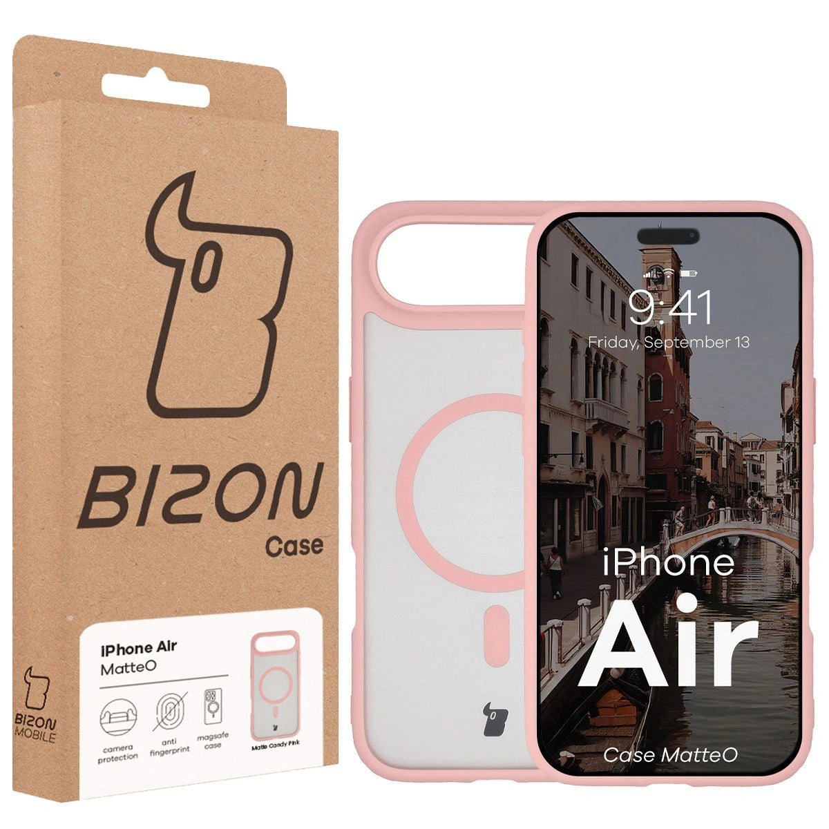Handyhülle mit Magnetring für iPhone Air, Bizon Case MatteO, Getönt-Hellrosa