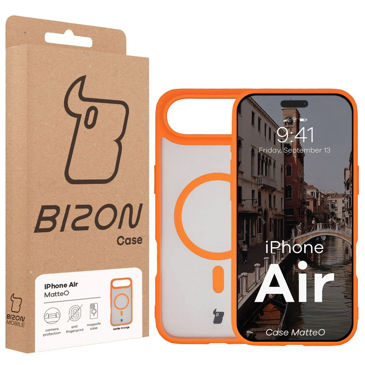 Handyhülle mit Magnetring für iPhone Air, Bizon Case MatteO, Getönt-Orange