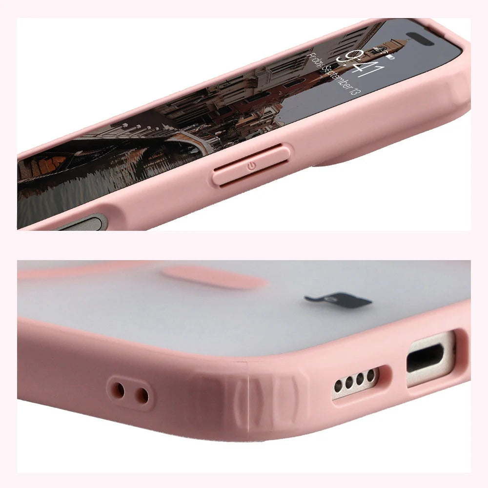 Handyhülle mit Magnetring für iPhone 17, Bizon Case MatteO, Getönt-Hellrosa