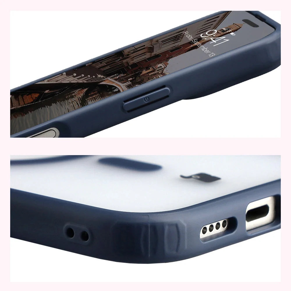 Handyhülle mit Magnetring für iPhone 17, Bizon Case MatteO, Getönt-Dunkelblau
