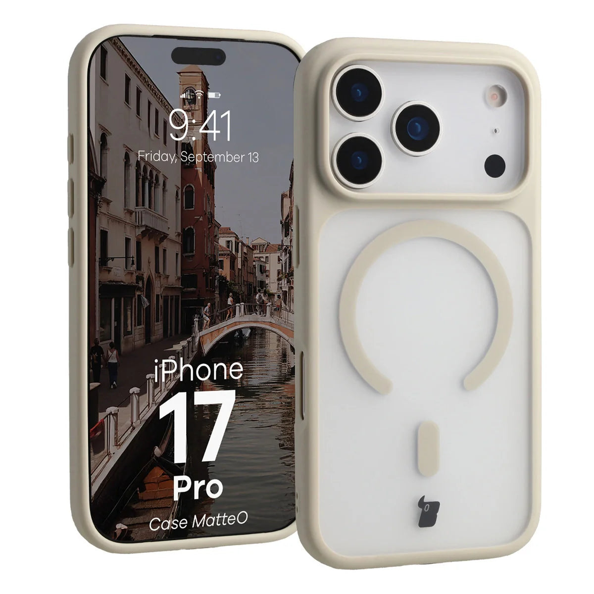 Handyhülle mit Magnetring für iPhone 17 Pro, Bizon Case MatteO, Getönt-Beige