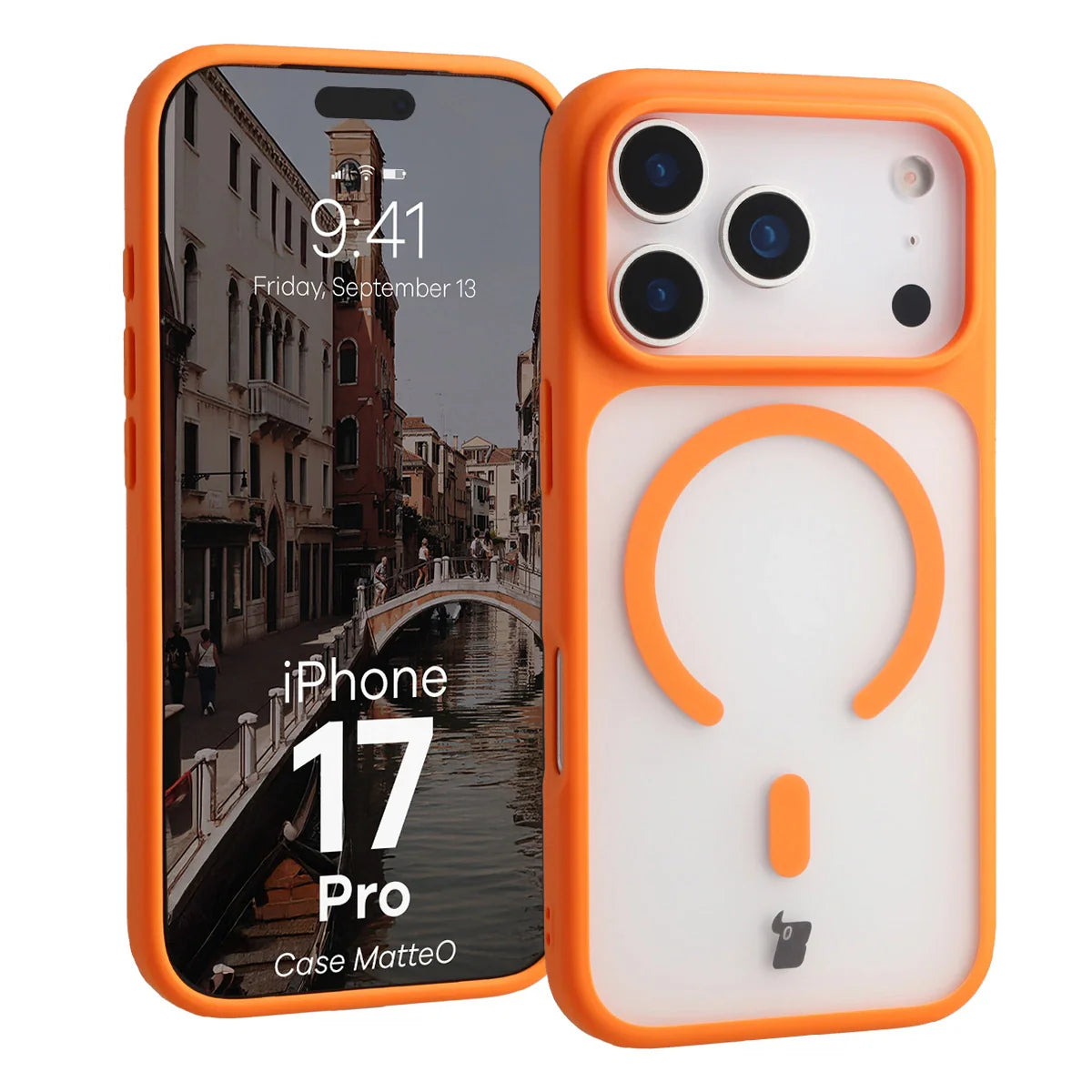 Handyhülle mit Magnetring für iPhone 17 Pro, Bizon Case MatteO, Getönt-Orange