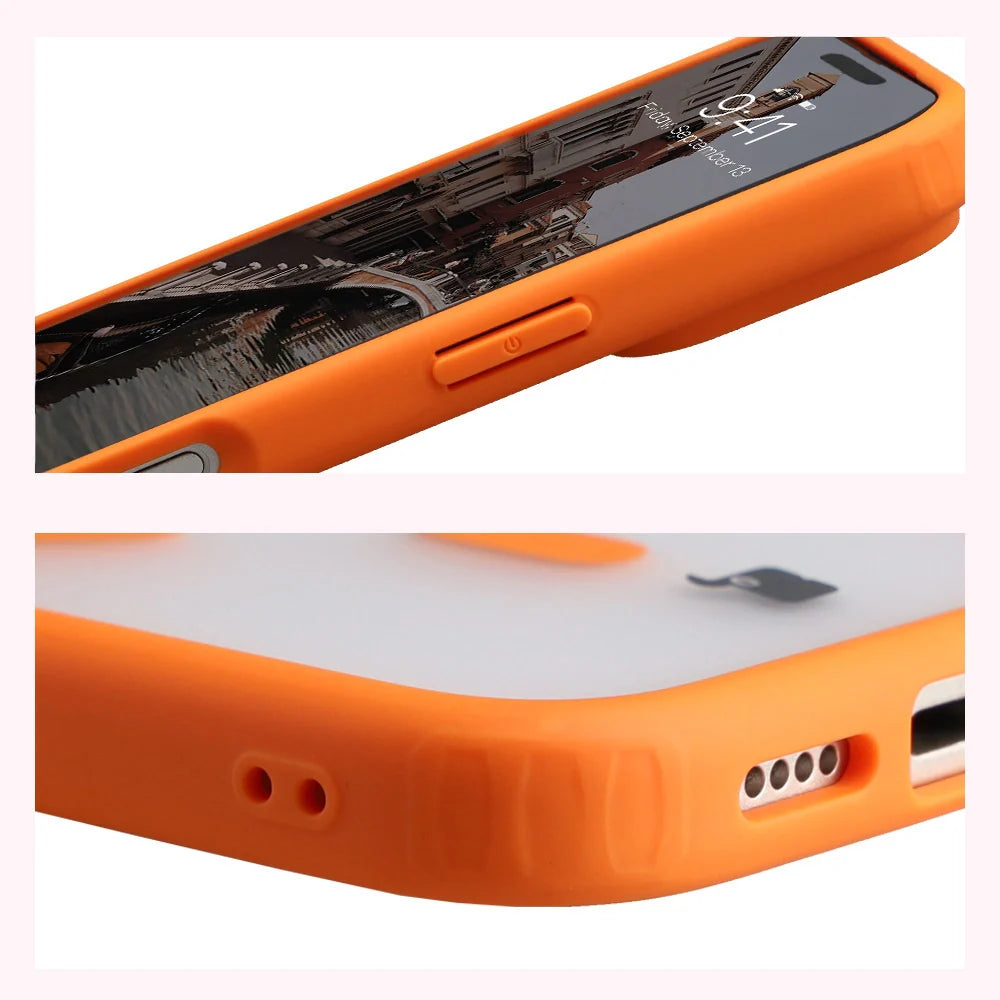 Handyhülle mit Magnetring für iPhone 17 Pro, Bizon Case MatteO, Getönt-Orange
