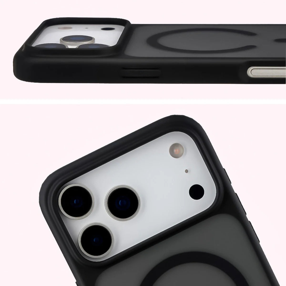 Handyhülle mit Magnetring für iPhone 17 Pro Max, Bizon Case MatteO, Getönt-Schwarz