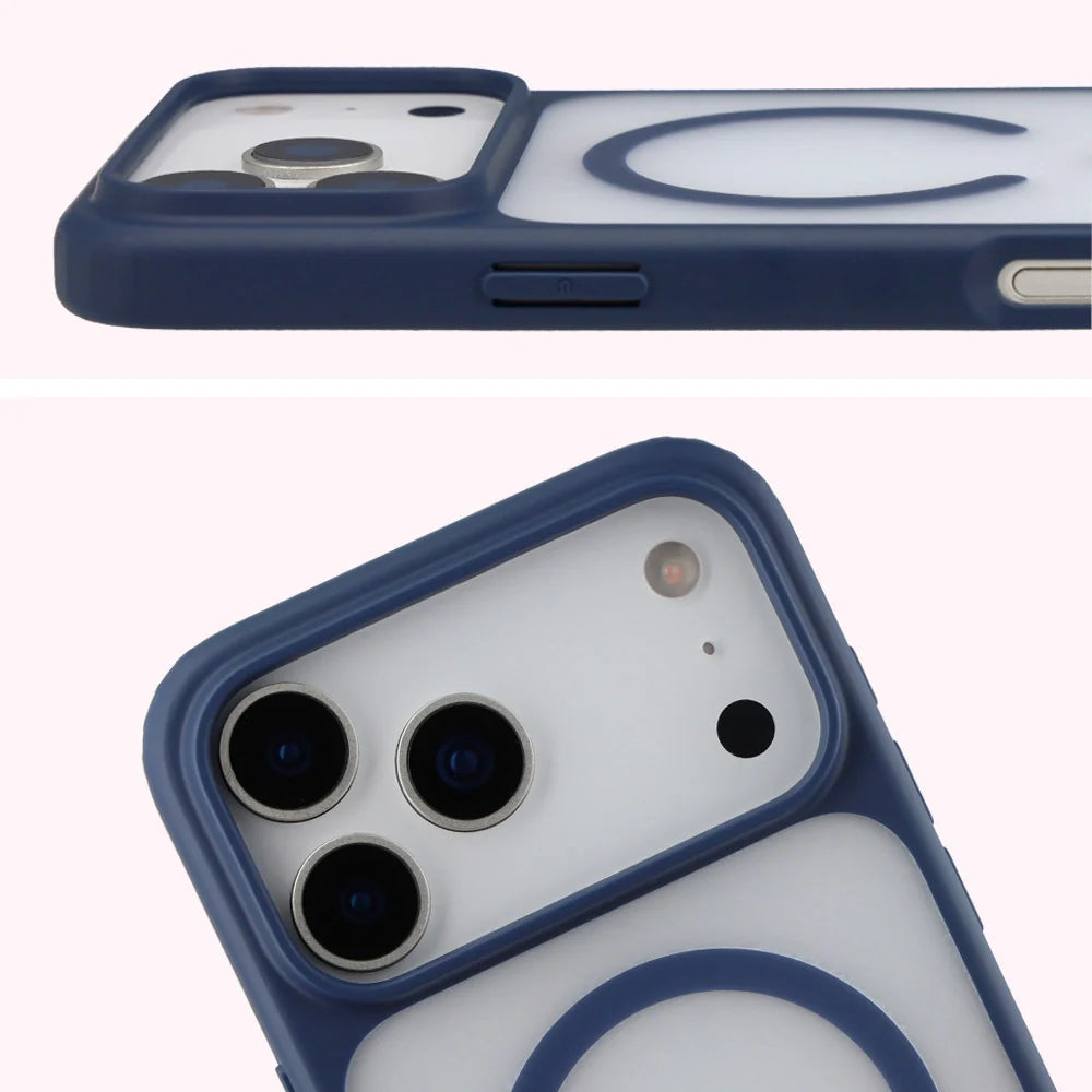 Handyhülle mit Magnetring für iPhone 17 Pro Max, Bizon Case MatteO, Getönt-Dunkelblau
