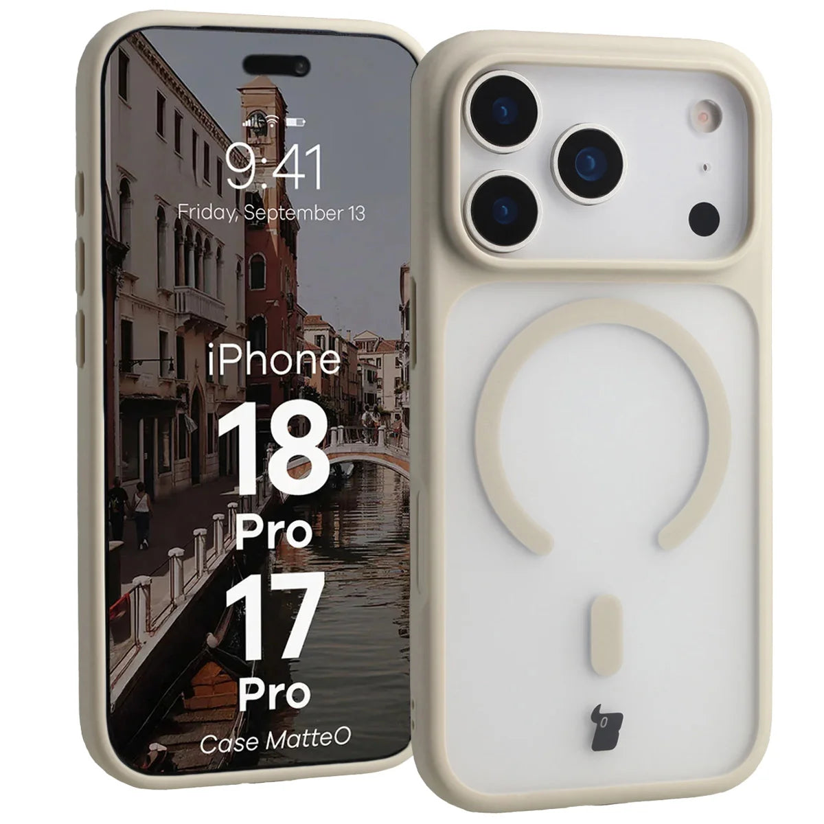 Handyhülle mit Magnetring für iPhone 18 Pro / 17 Pro, Bizon Case MatteO, Getönt-Beige (1/7)