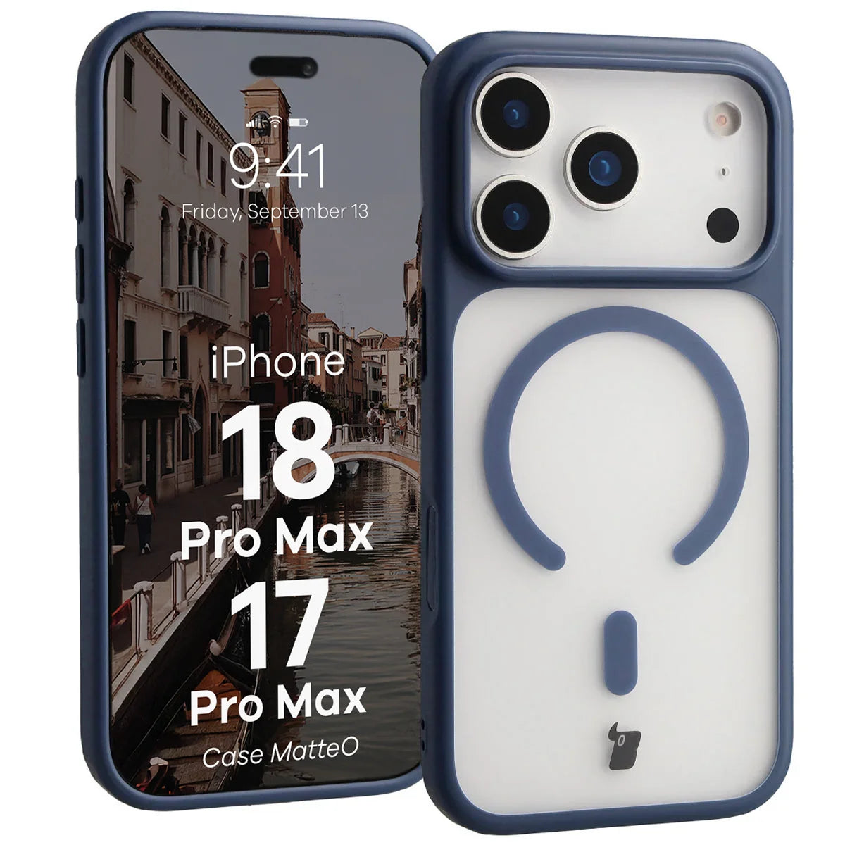Handyhülle mit Magnetring für iPhone 18 Pro Max / 17 Pro Max, Bizon Case MatteO, Getönt-Dunkelblau (1/7)
