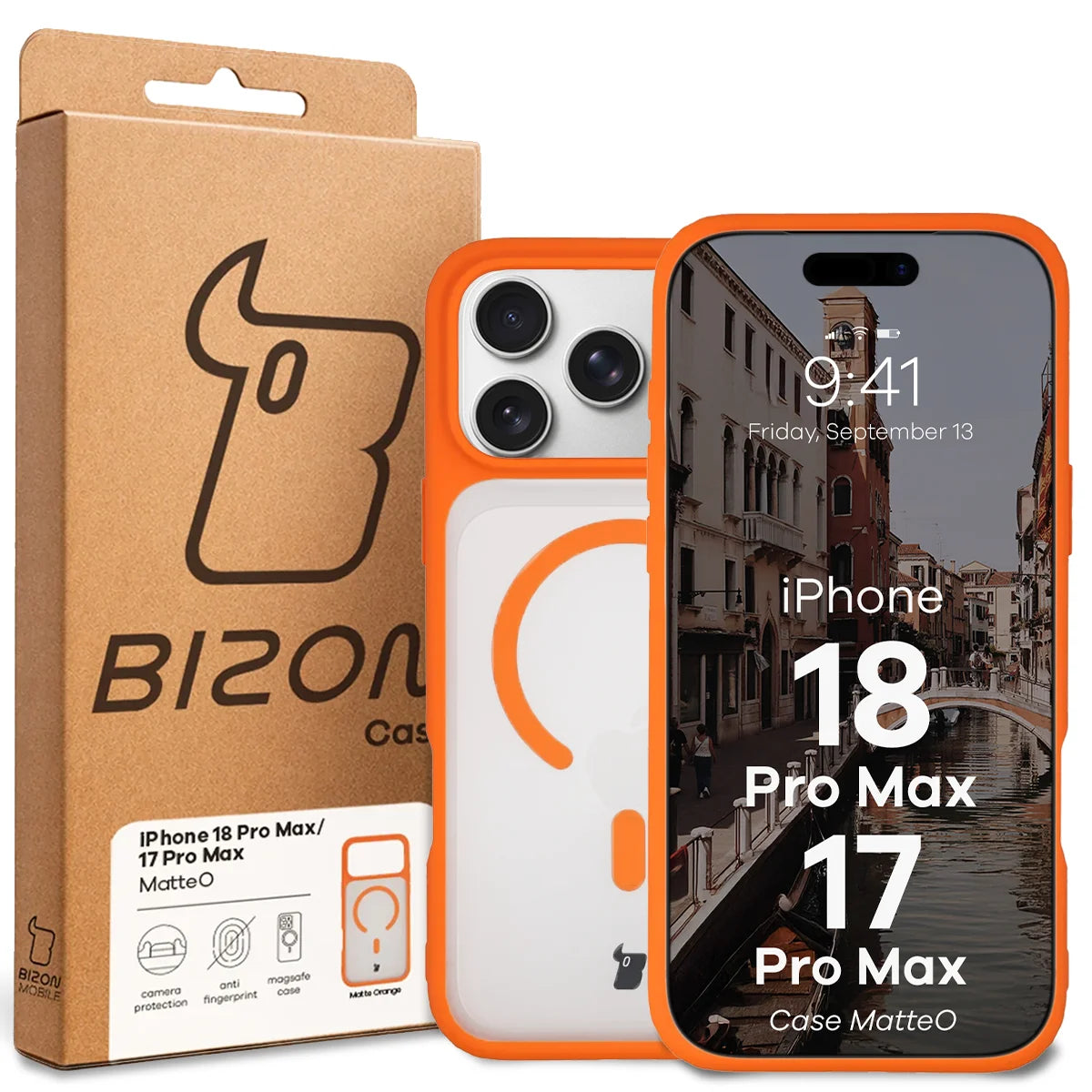 Handyhülle mit Magnetring für iPhone 18 Pro Max / 17 Pro Max, Bizon Case MatteO, Getönt-Orange (7/7)