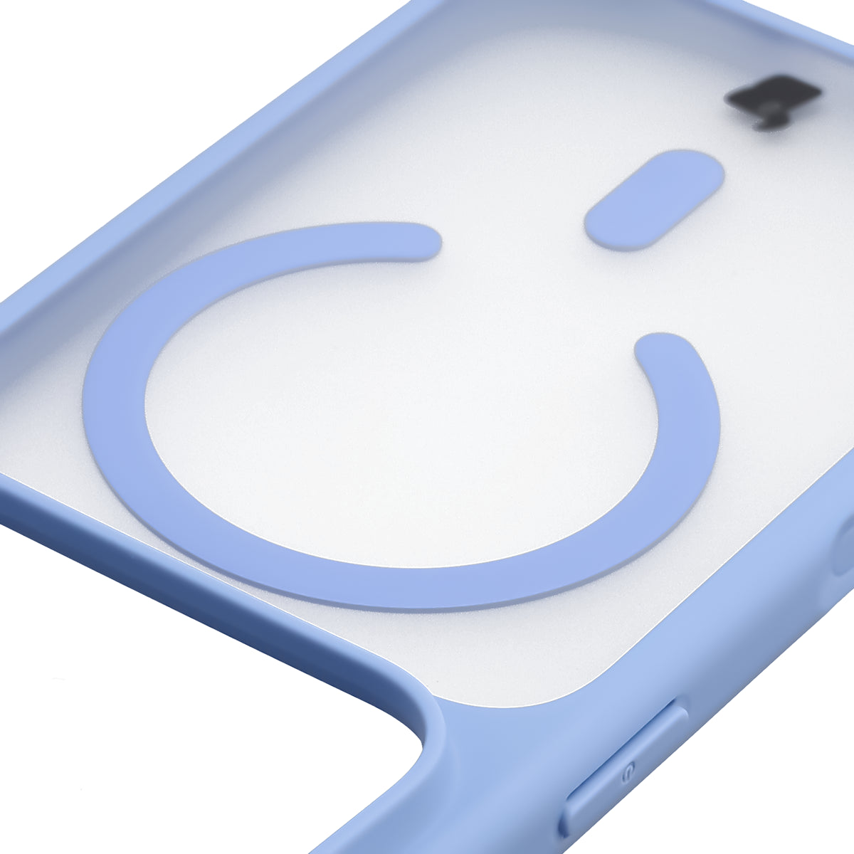 Handyhülle mit Magnetring für iPhone 18 Pro Max / 17 Pro Max, Bizon Case MatteO, Semitransparent mit hellblauem Rahmen (3/7)