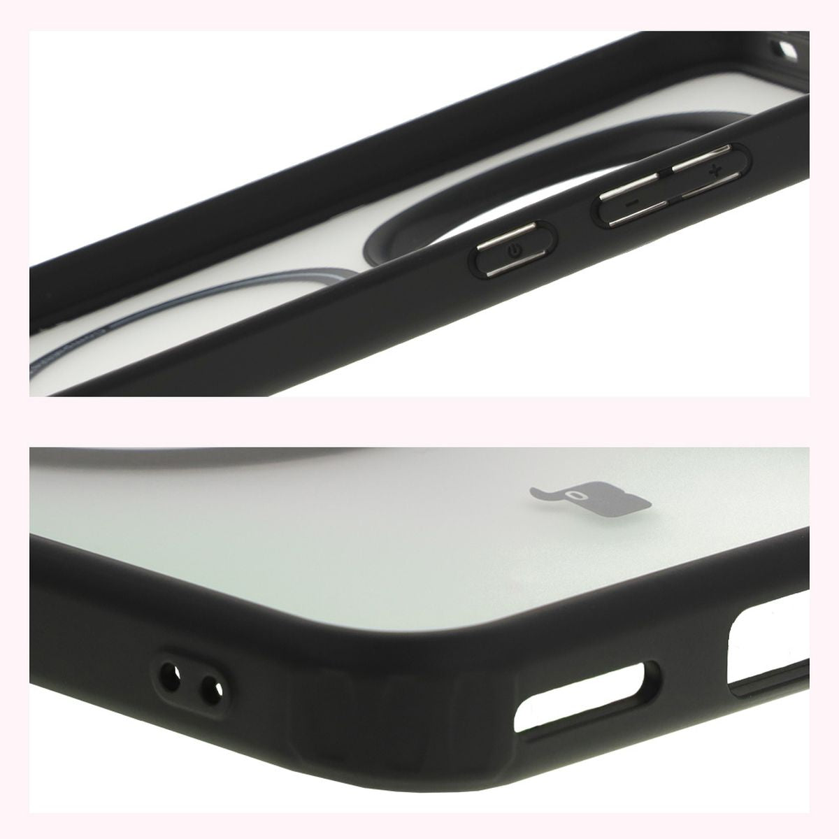 Handyhülle mit Magnetring für Galaxy A26 5G, Bizon Case MatteO, Semitransparent mit schwarzem Rand