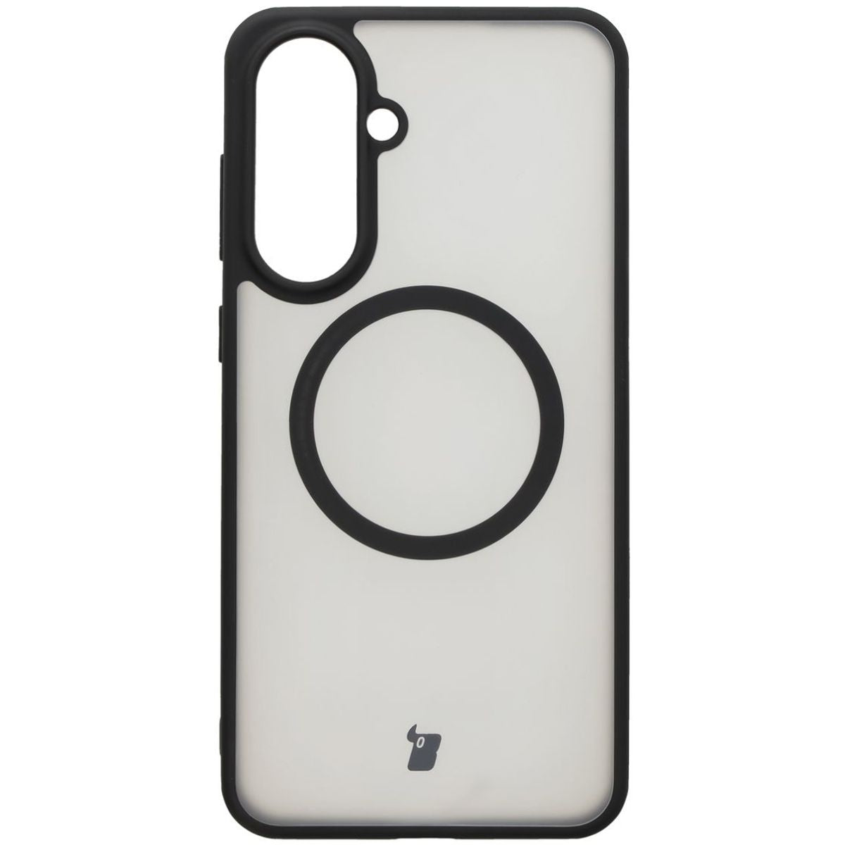 Handyhülle mit Magnetring für Galaxy A56 5G, Bizon Case MatteO, Semitransparent mit schwarzem Rand
