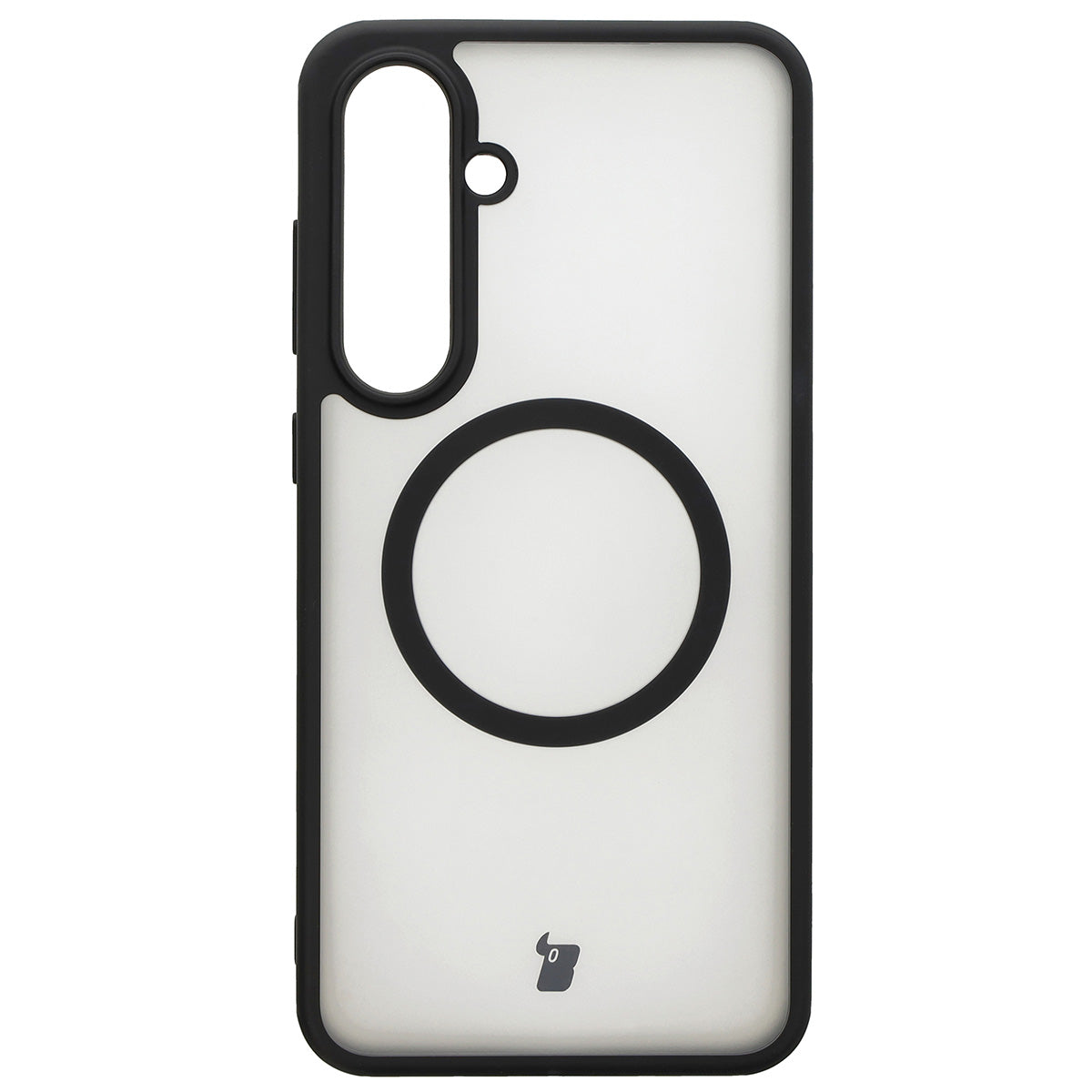 Handyhülle mit Magnetring für Galaxy S24 FE, Bizon Case MatteO, Semitransparent mit schwarzem Rand