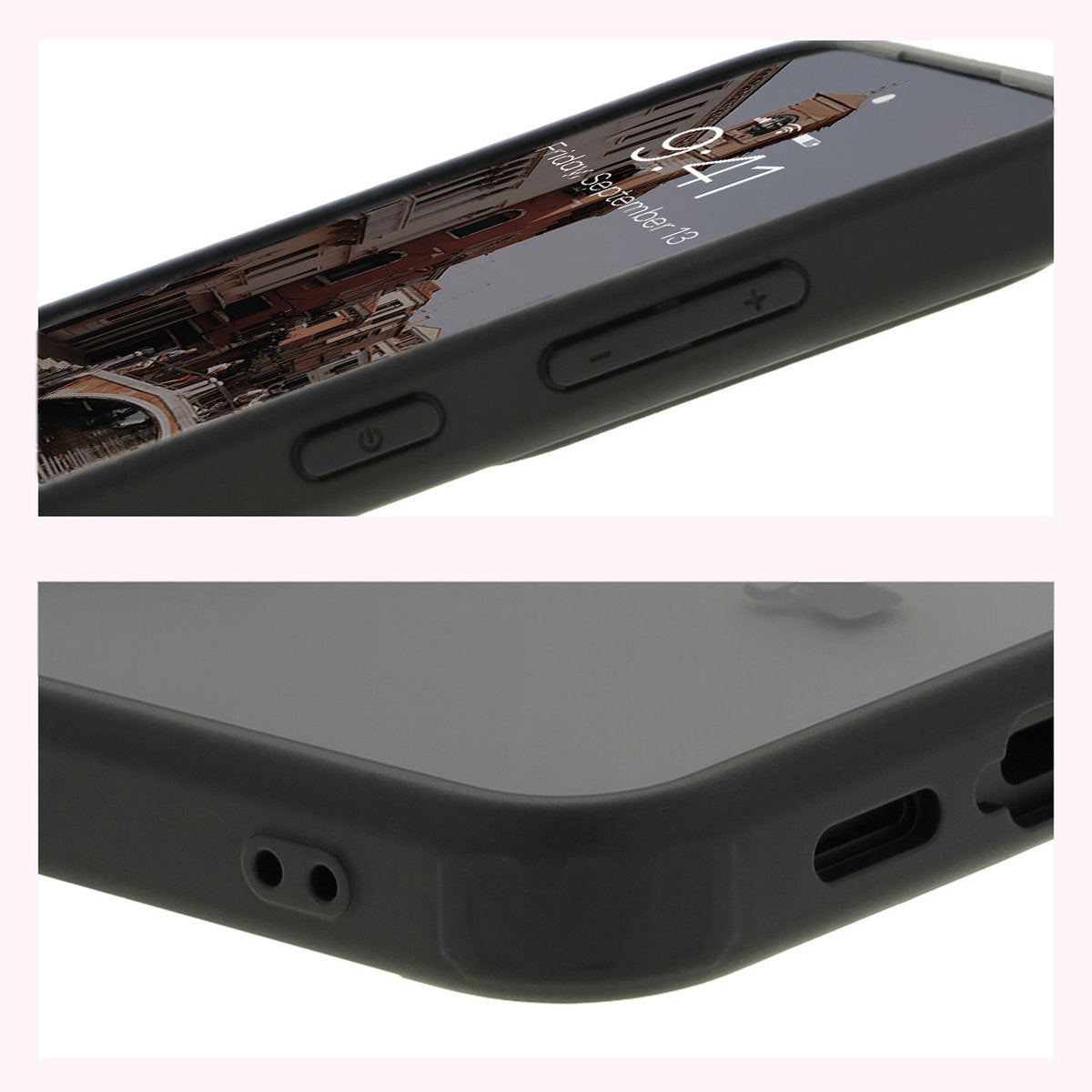 Handyhülle mit Magnetring für Galaxy S24 FE, Bizon Case MatteO, Semitransparent mit schwarzem Rand