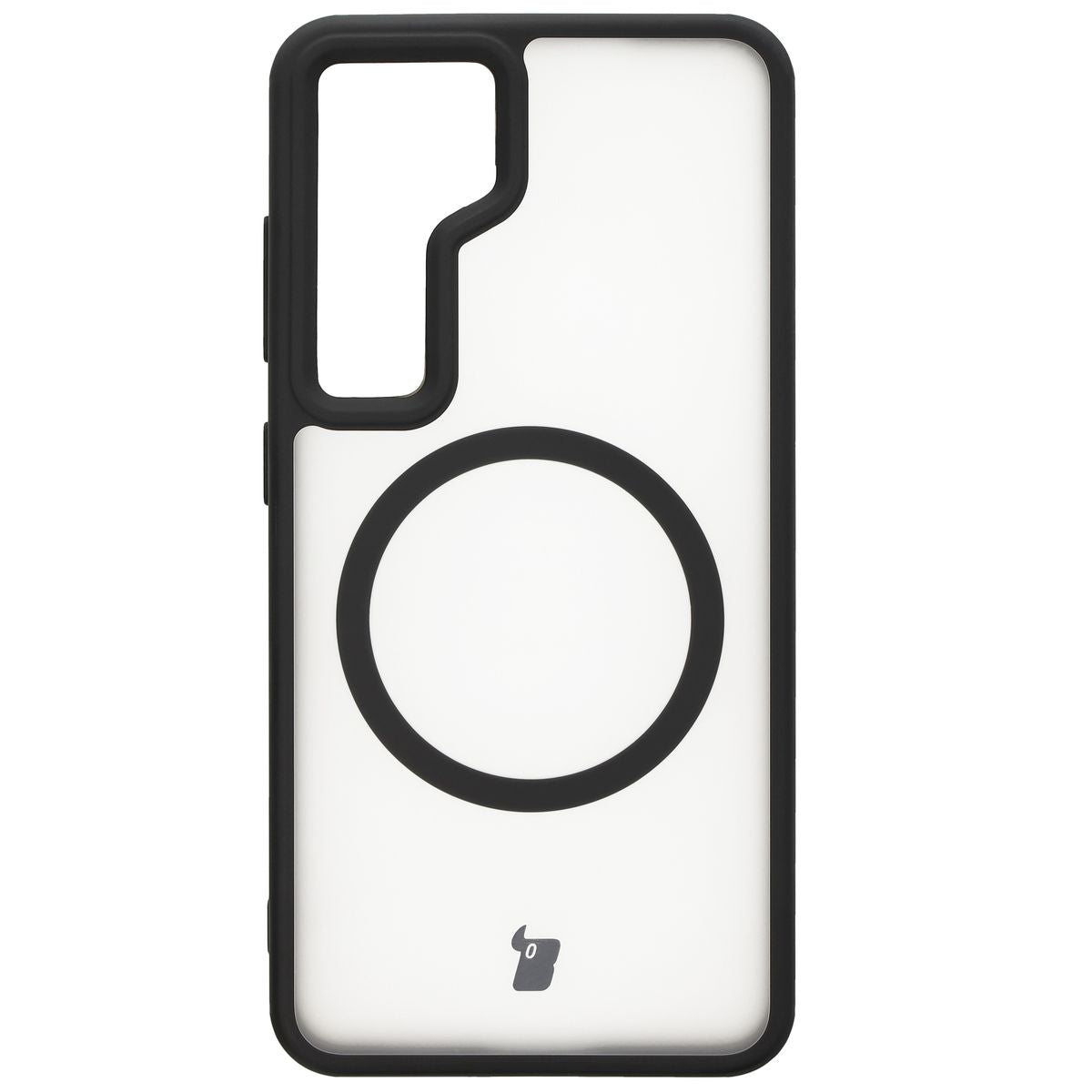 Handyhülle mit Magnetring für Galaxy S24, Bizon Case MatteO, Semitransparent mit schwarzem Rand