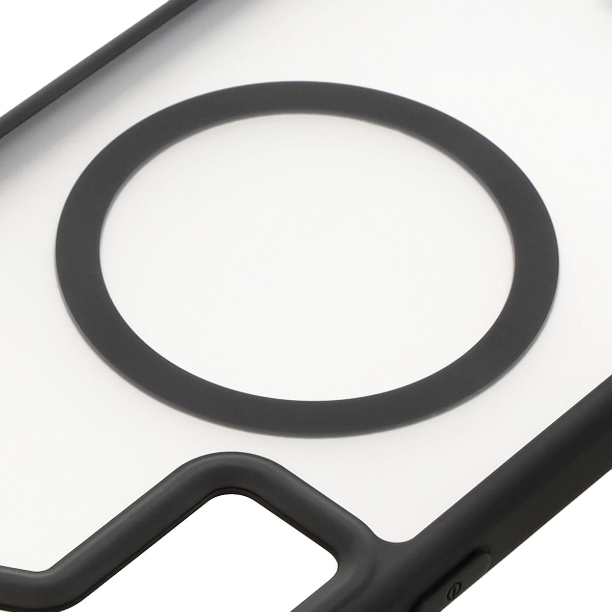 Handyhülle mit Magnetring für Galaxy S24 Plus, Bizon Case MatteO, Semitransparent mit schwarzem Rand