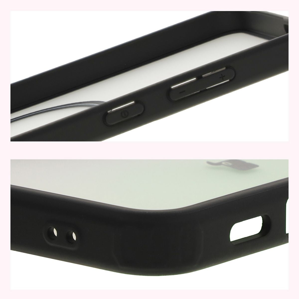 Handyhülle mit Magnetring für Galaxy S24 Plus, Bizon Case MatteO, Semitransparent mit schwarzem Rand