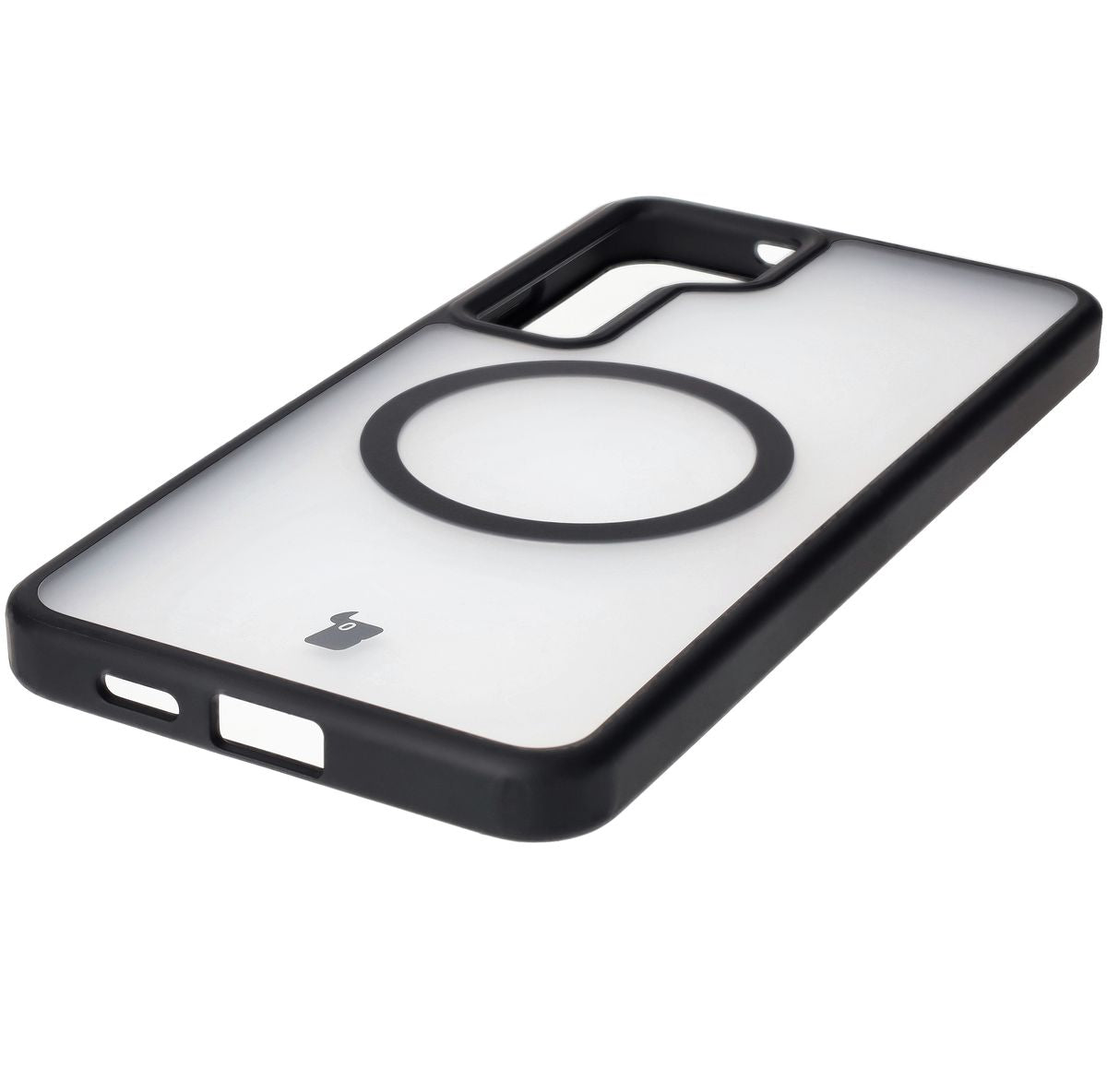 Handyhülle mit Magnetring für Galaxy S24 Plus, Bizon Case MatteO, Semitransparent mit schwarzem Rand