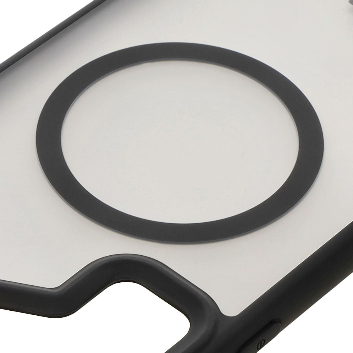 Handyhülle mit Magnetring für Galaxy S24 Ultra, Bizon Case MatteO, Semitransparent mit schwarzem Rand