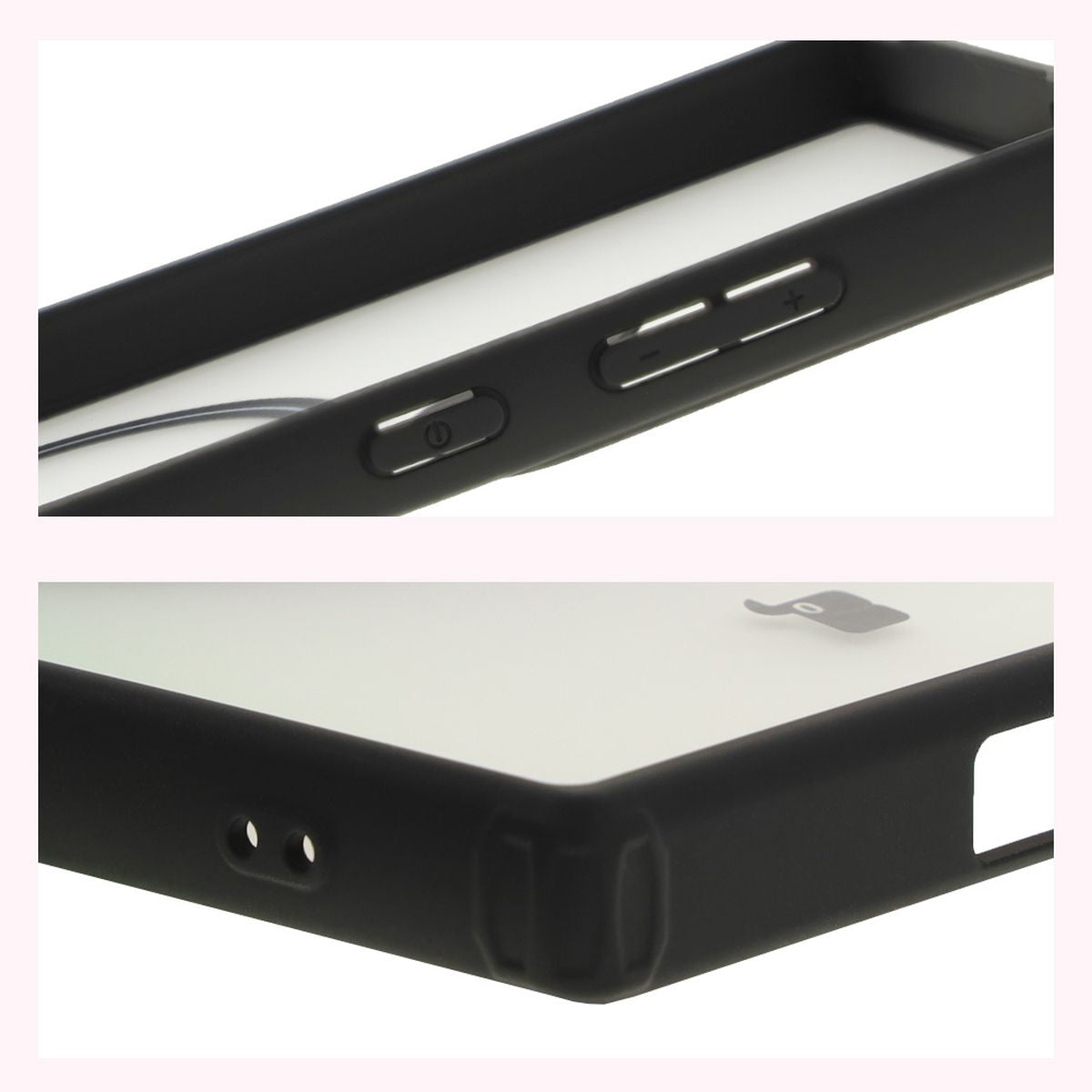 Handyhülle mit Magnetring für Galaxy S24 Ultra, Bizon Case MatteO, Semitransparent mit schwarzem Rand