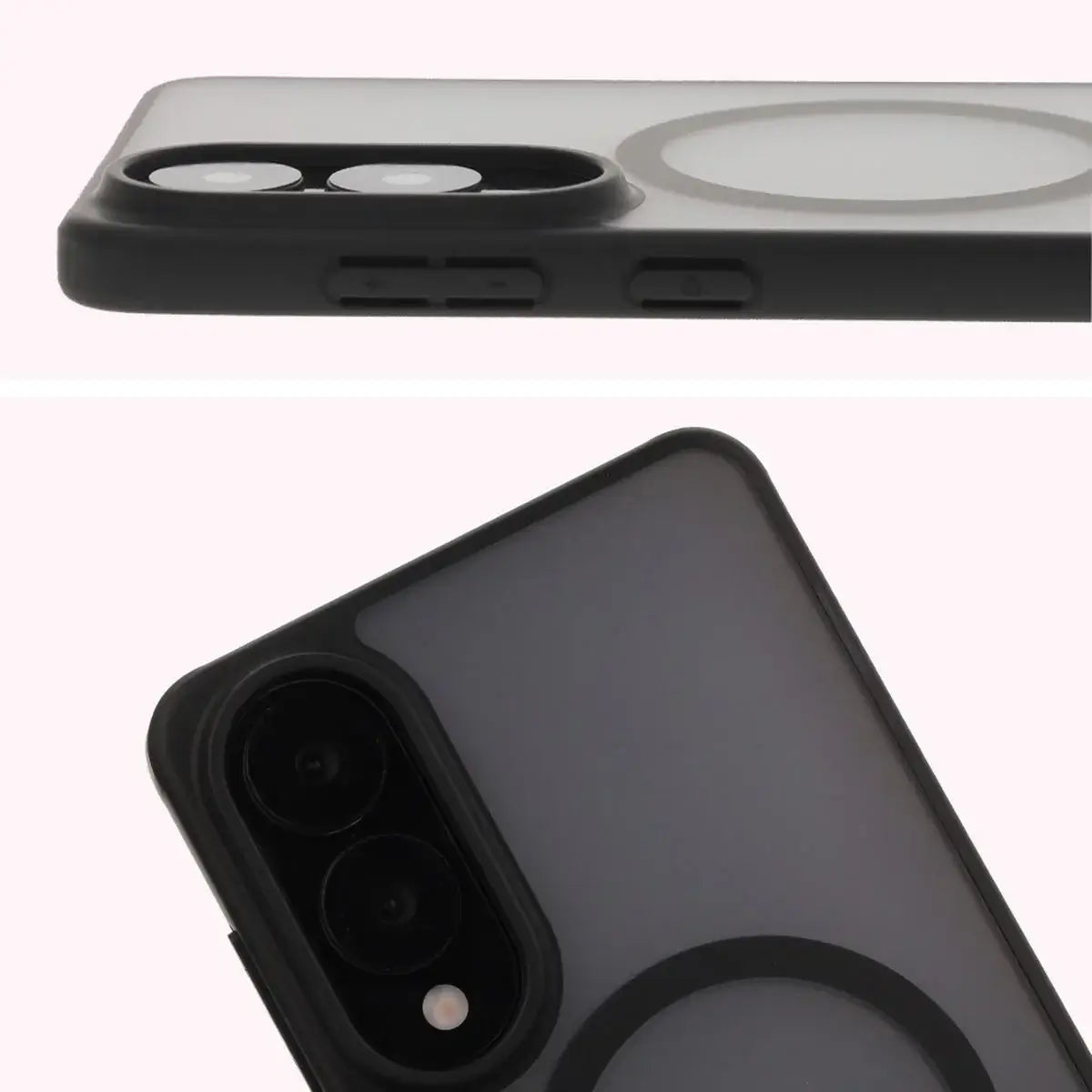 Handyhülle mit Magnetring für Galaxy S25 Edge, Bizon Case MatteO, Getönt-Schwarz