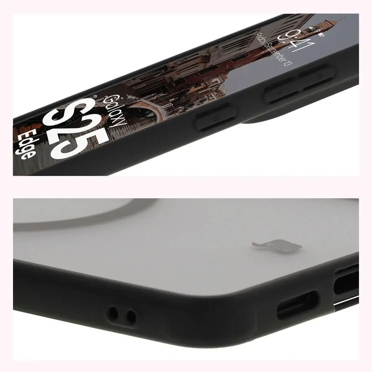 Handyhülle mit Magnetring für Galaxy S25 Edge, Bizon Case MatteO, Getönt-Schwarz
