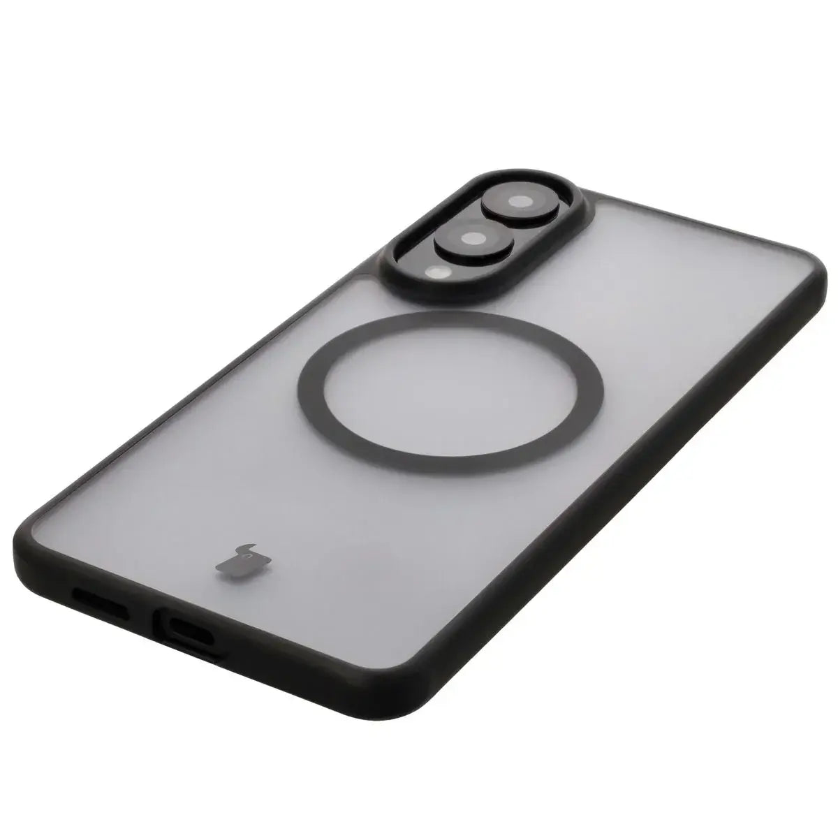 Handyhülle mit Magnetring für Galaxy S25 Edge, Bizon Case MatteO, Getönt-Schwarz