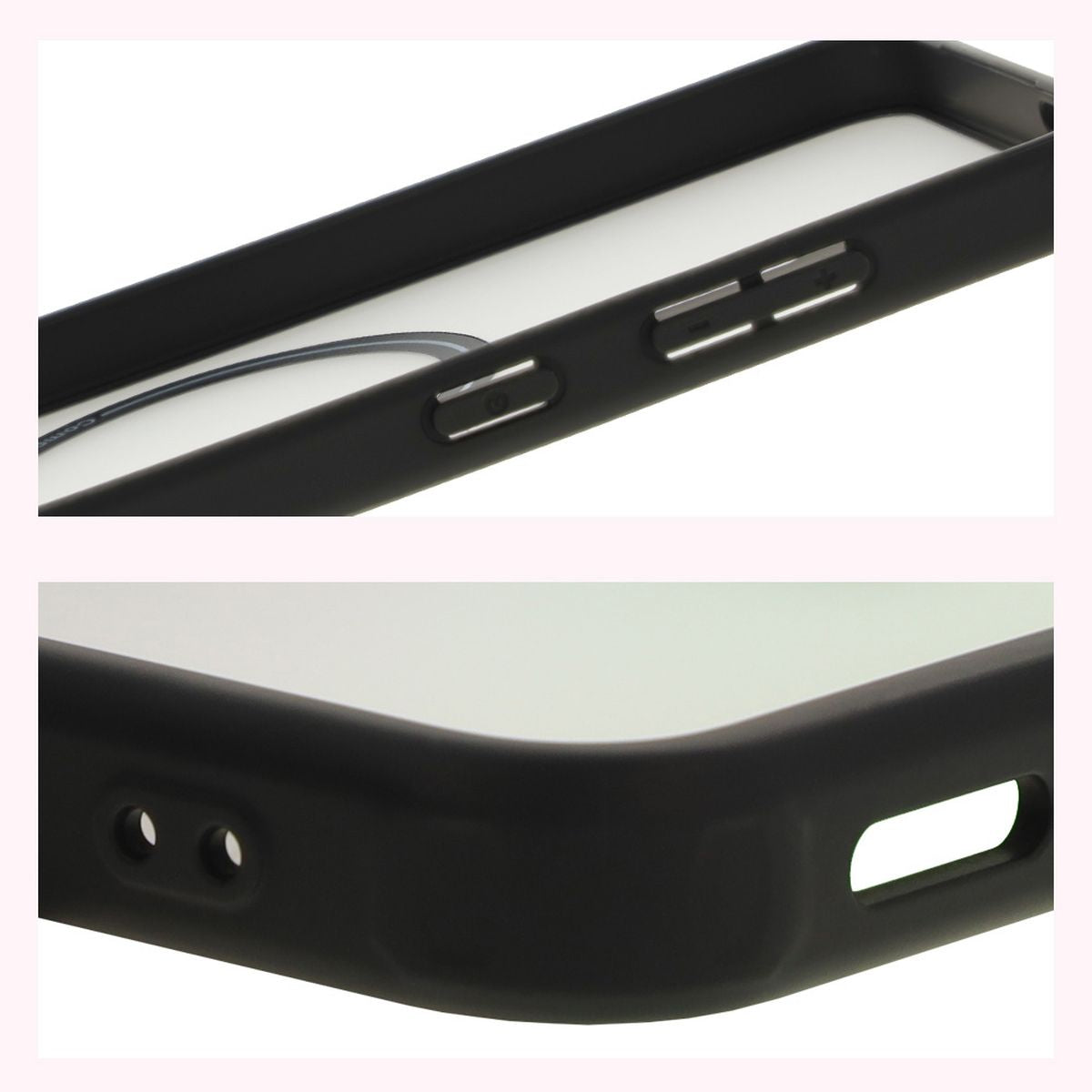 Handyhülle mit Magnetring für Galaxy S25, Bizon Case MatteO, Semitransparent mit schwarzem Rand