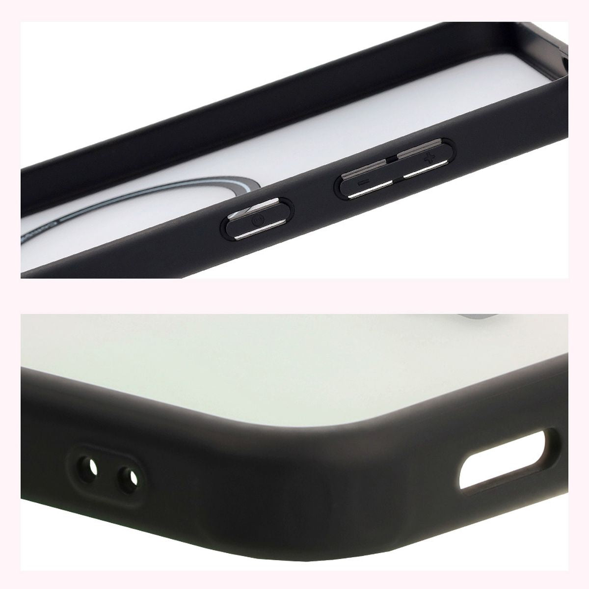 Handyhülle mit Magnetring für Galaxy S25 Plus, Bizon Case MatteO, Semitransparent mit schwarzem Rand