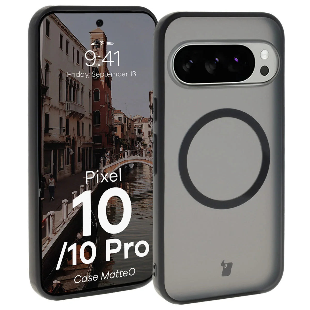 Handyhülle mit Magnetring für Pixel 10 / 10 Pro, Bizon Case MatteO, Getönt-Schwarz
