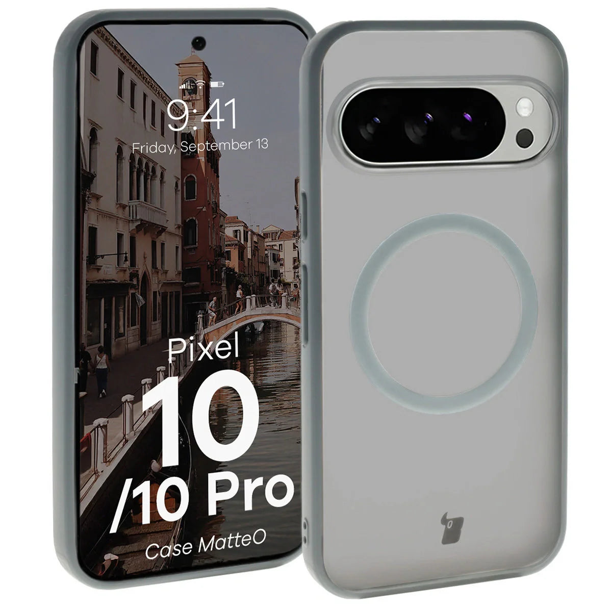 Handyhülle mit Magnetring für Pixel 10 / 10 Pro, Bizon Case MatteO, Getönt-Grau