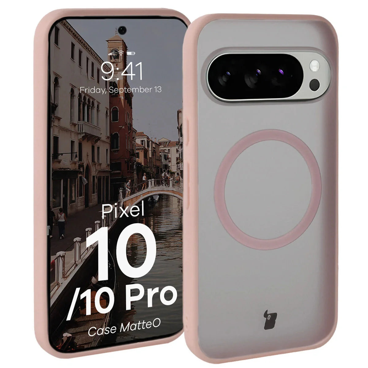 Handyhülle mit Magnetring für Pixel 10 / 10 Pro, Bizon Case MatteO, Getönt-Rosa