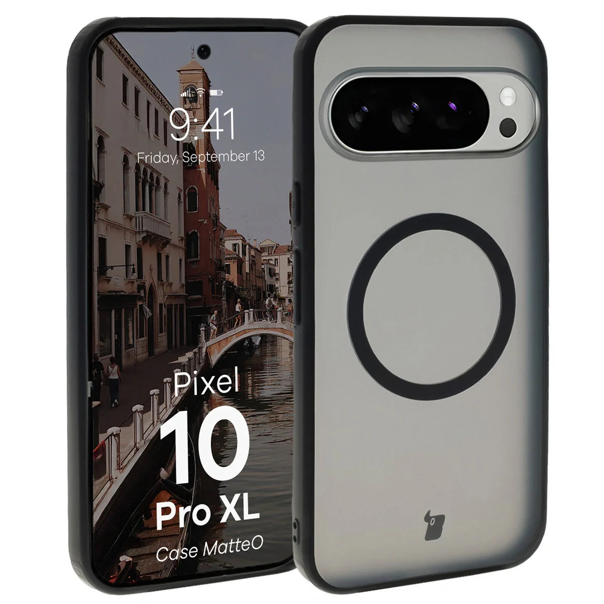 Handyhülle mit Magnetring für Pixel 10 Pro XL, Bizon Case MatteO, Getönt-Schwarz