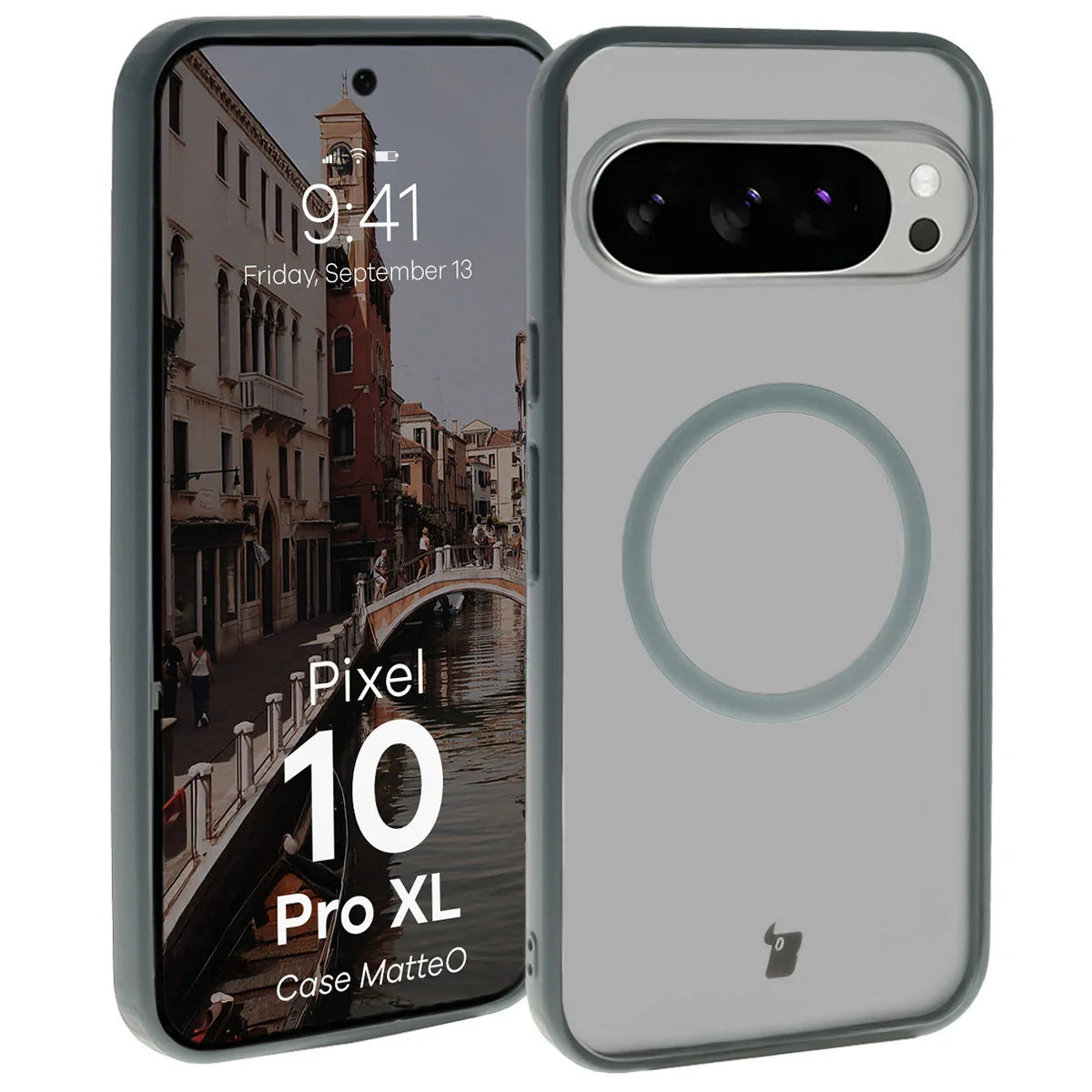 Handyhülle mit Magnetring für Pixel 10 Pro XL, Bizon Case MatteO, Getönt-Grau