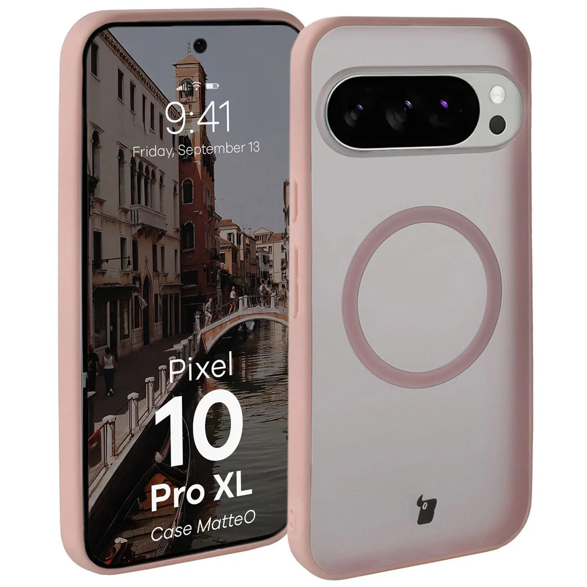 Handyhülle mit Magnetring für Pixel 10 Pro XL, Bizon Case MatteO, Getönt-Rosa