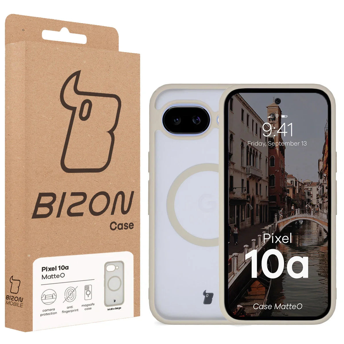 Handyhülle mit Magnetring für Google Pixel 10a, Bizon Case MatteO, Getönt-Beige