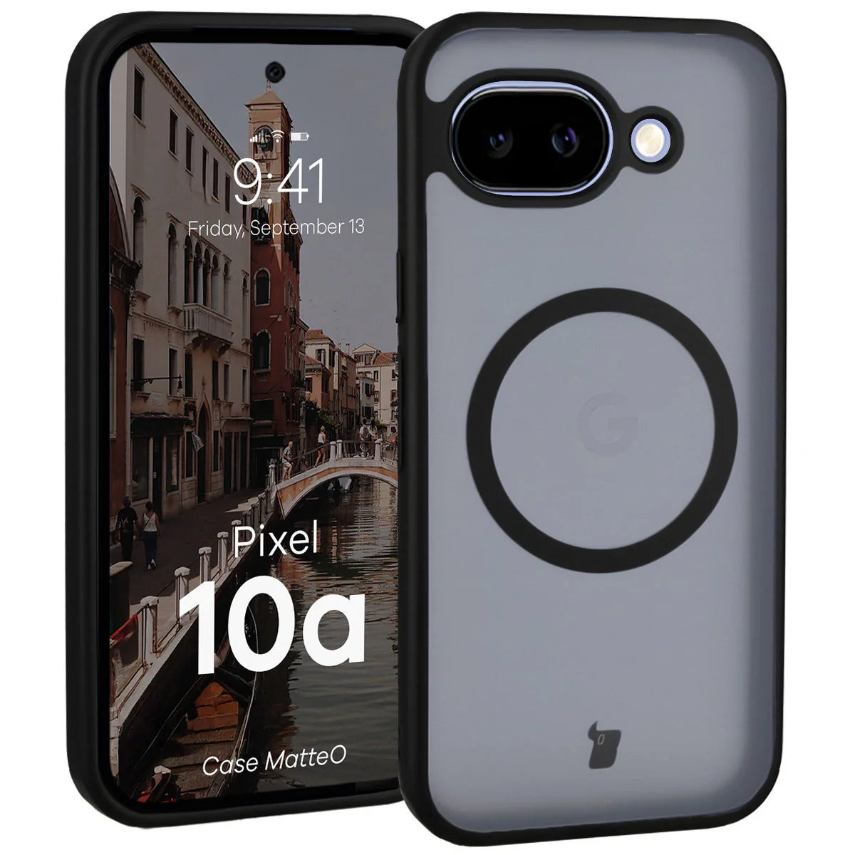 Handyhülle mit Magnetring für Google Pixel 10a, Bizon Case MatteO, Getönt-Schwarz