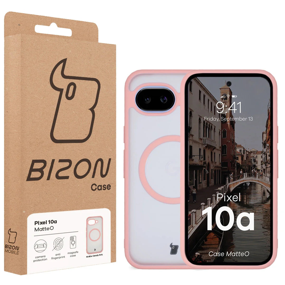 Handyhülle mit Magnetring für Google Pixel 10a, Bizon Case MatteO, Getönt-Hellrosa