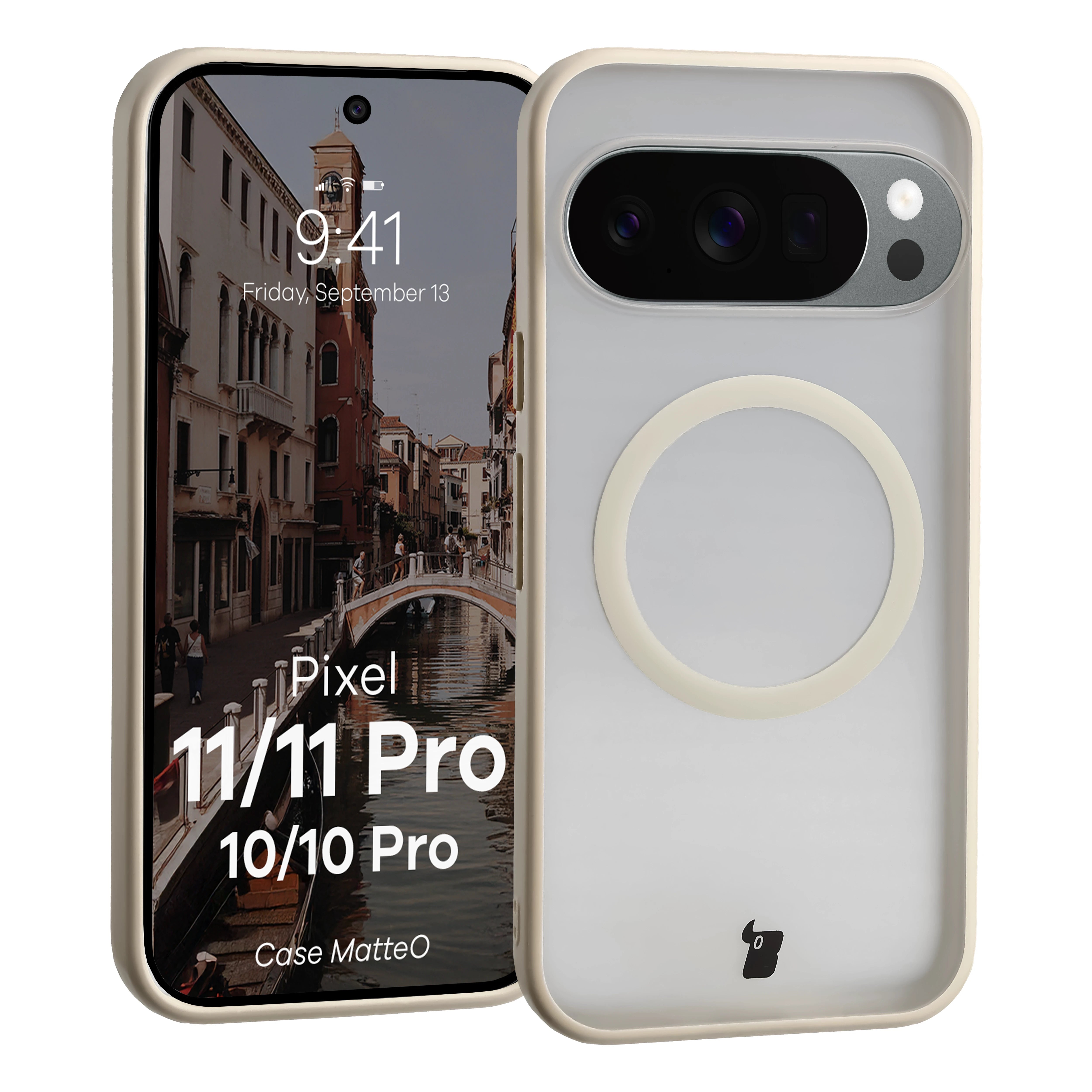 Handyhülle mit Magnetring für Google Pixel 11 / 11 Pro / 10 / 10 Pro, Bizon Case MatteO, Getönt-Beige