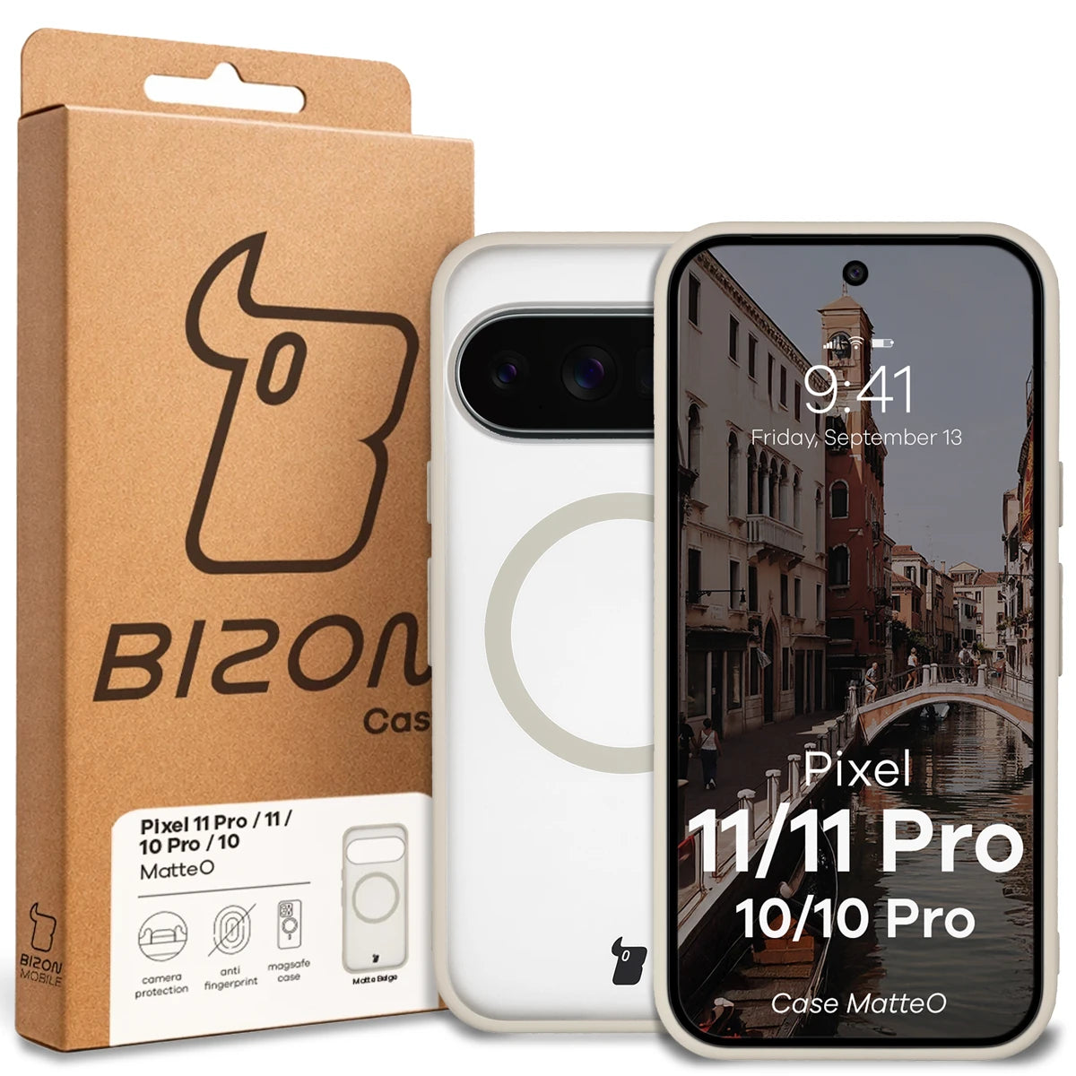 Handyhülle mit Magnetring für Google Pixel 11 / 11 Pro / 10 / 10 Pro, Bizon Case MatteO, Getönt-Beige