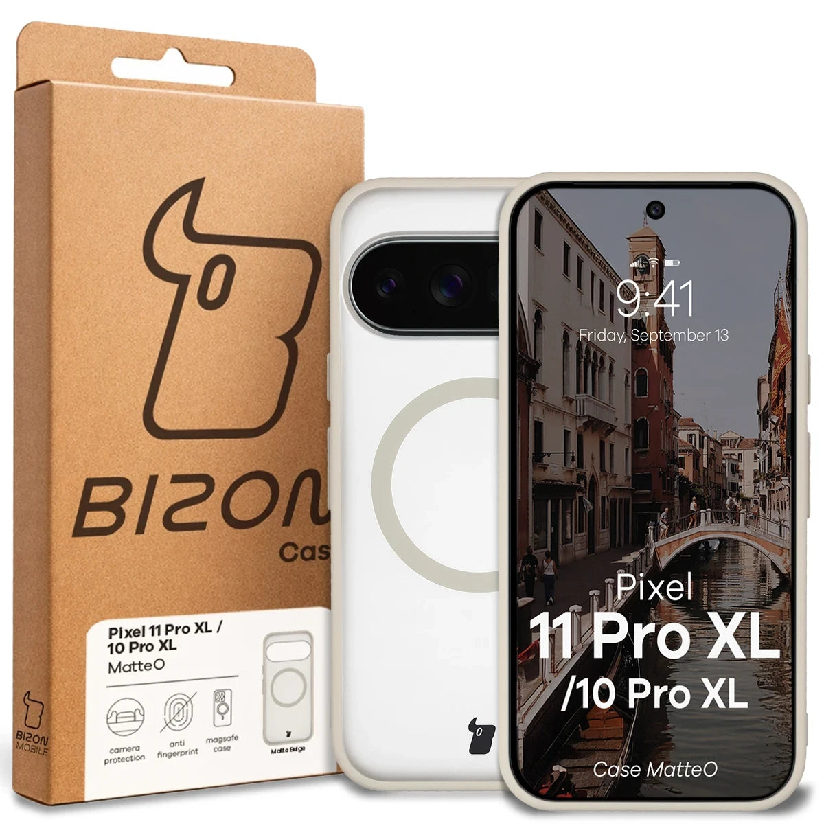 Handyhülle mit Magnetring für Google Pixel 11 Pro XL / 10 Pro XL, Bizon Case MatteO, Getönt-Beige