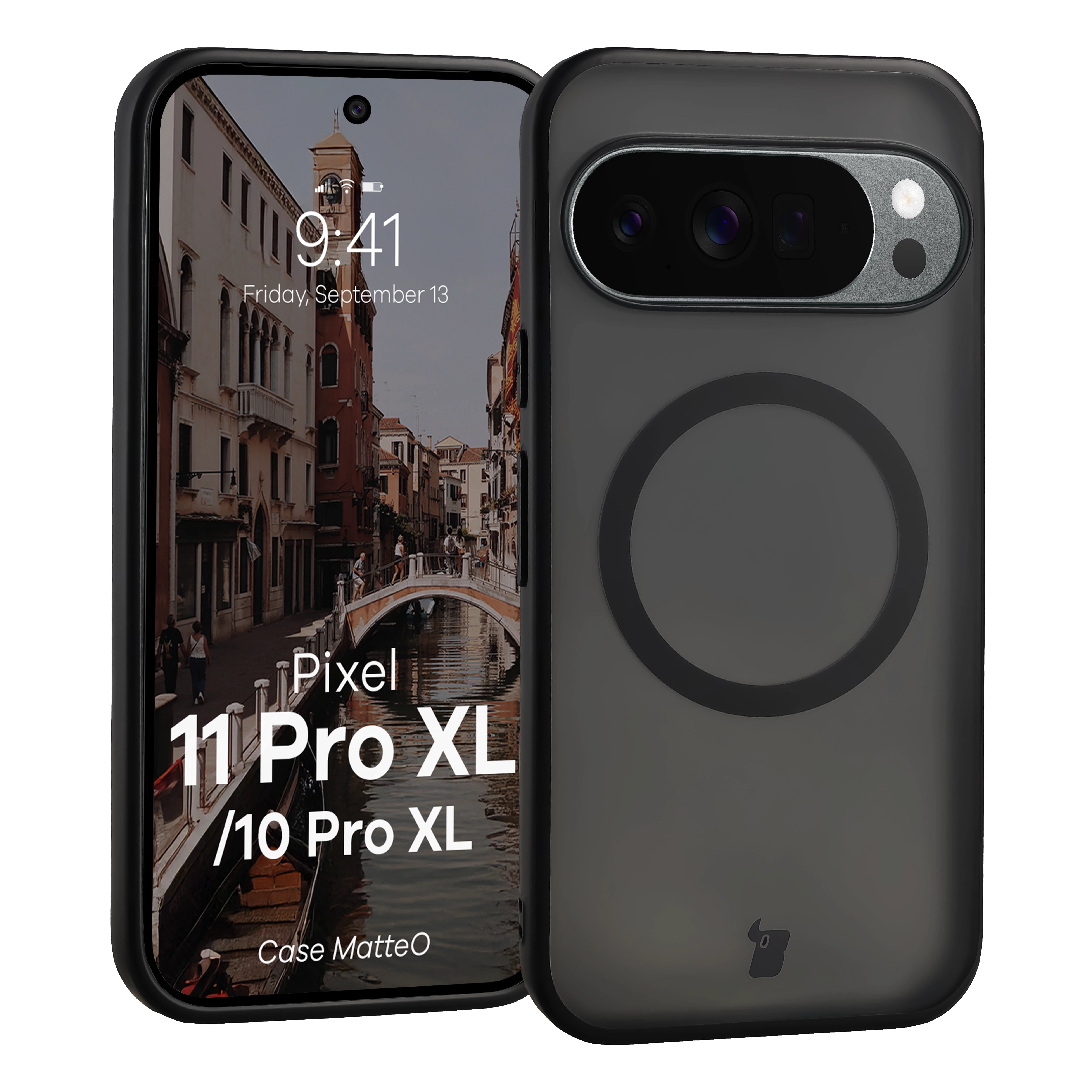 Handyhülle mit Magnetring für Google Pixel 11 Pro XL / 10 Pro XL, Bizon Case MatteO, Getönt-Schwarz