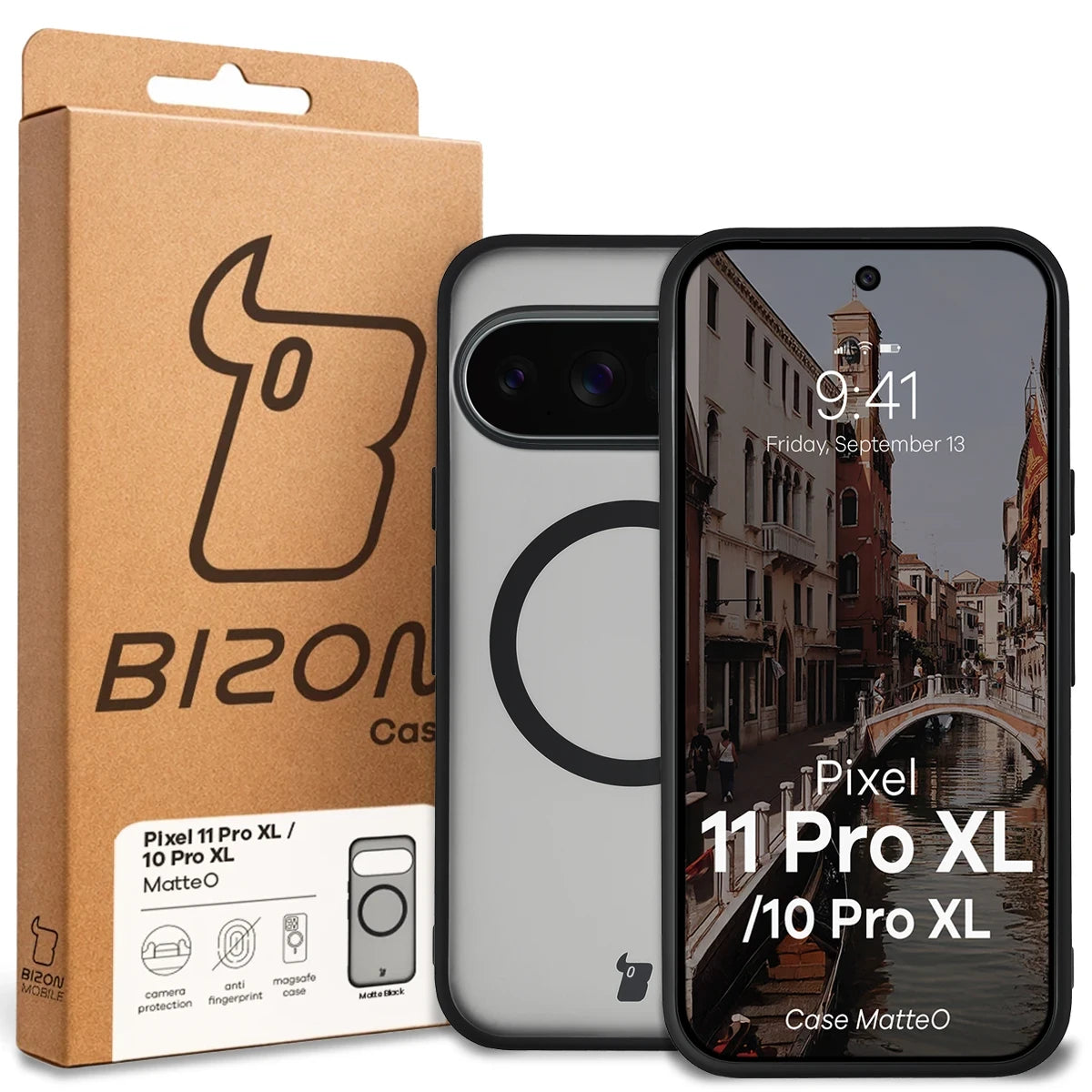 Handyhülle mit Magnetring für Google Pixel 11 Pro XL / 10 Pro XL, Bizon Case MatteO, Getönt-Schwarz