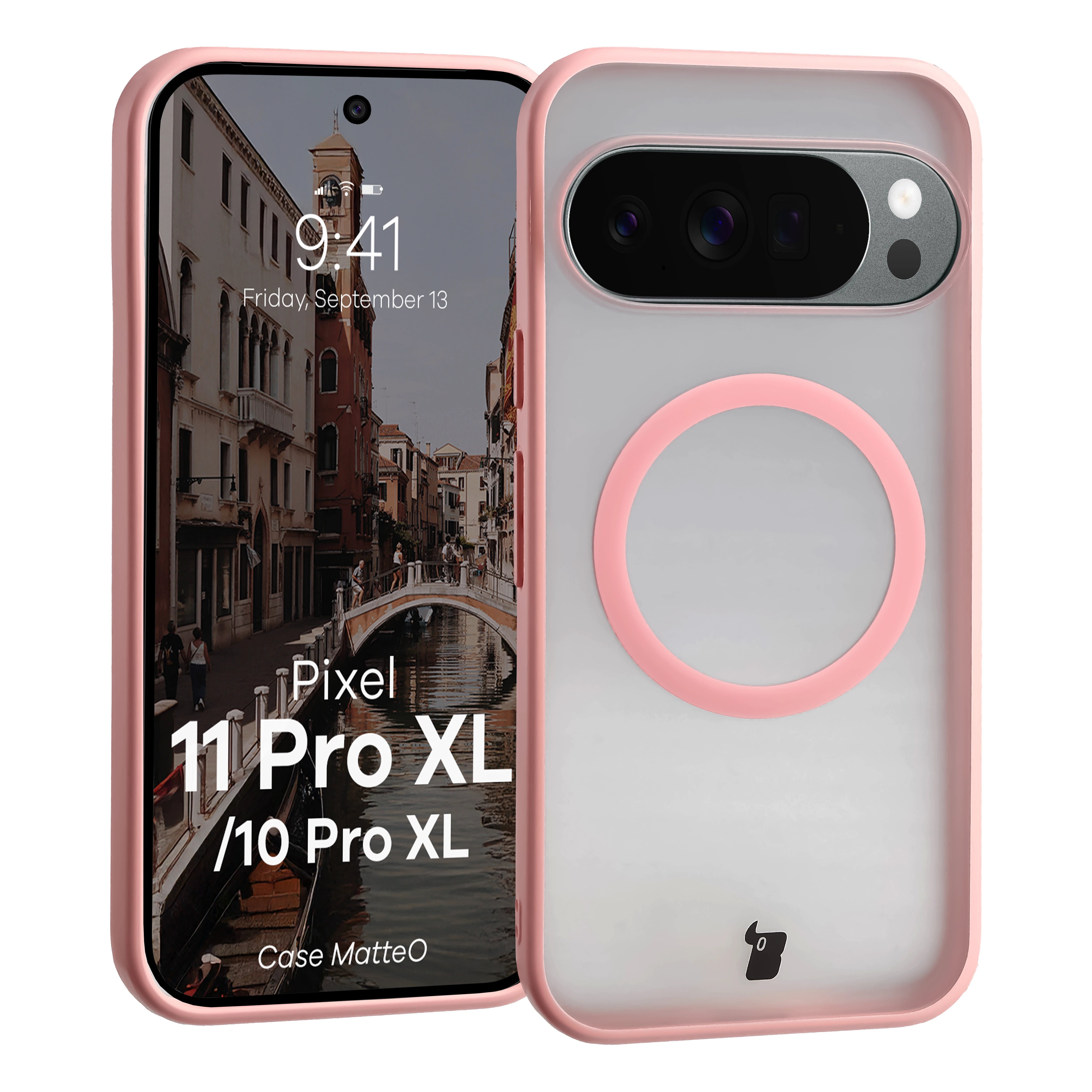 Handyhülle mit Magnetring für Google Pixel 11 Pro XL / 10 Pro XL, Bizon Case MatteO, Getönt-Hellrosa