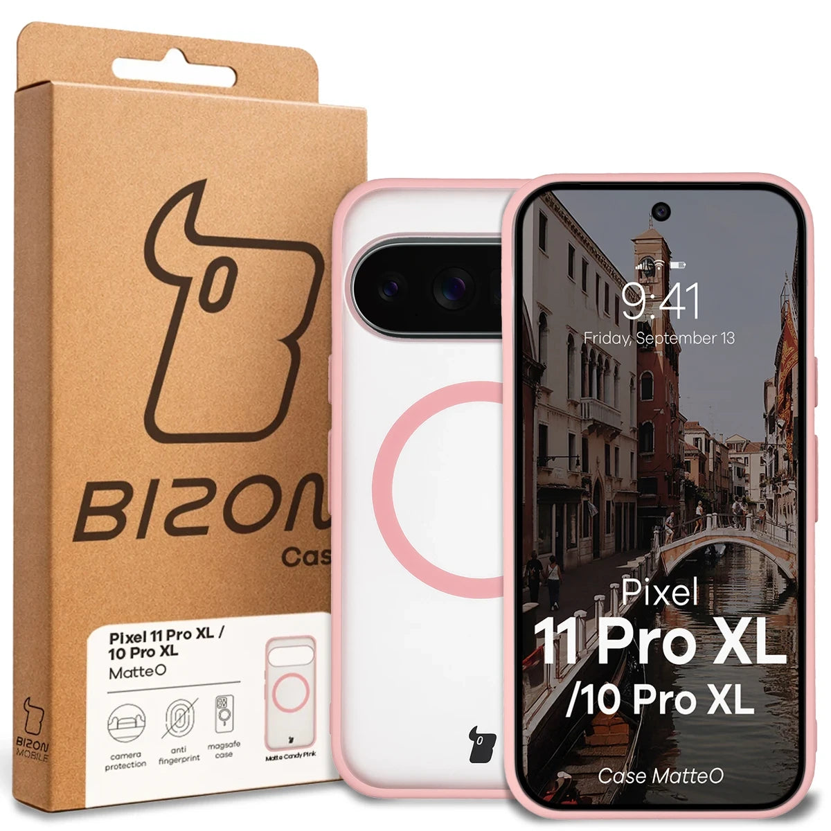 Handyhülle mit Magnetring für Google Pixel 11 Pro XL / 10 Pro XL, Bizon Case MatteO, Getönt-Hellrosa