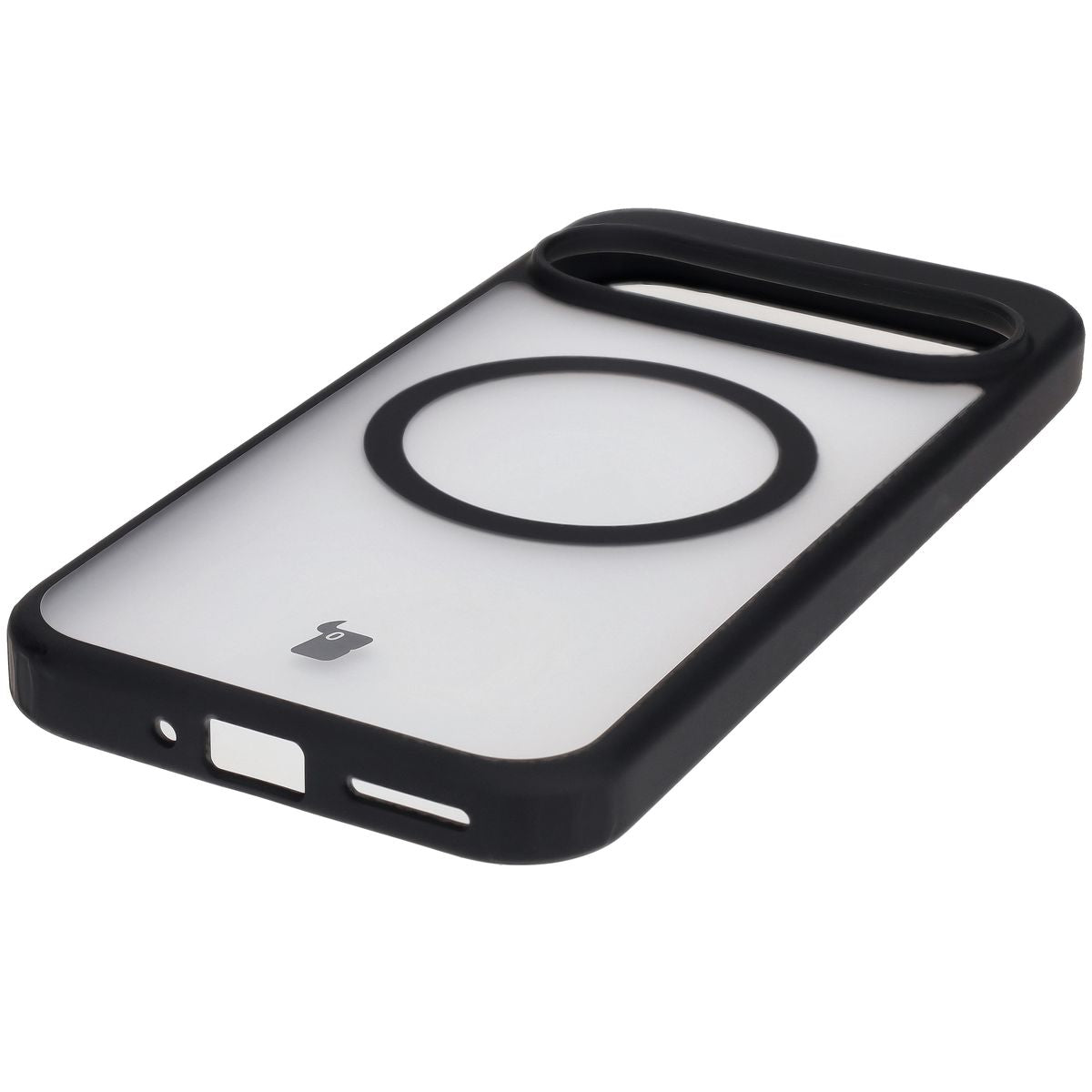 Handyhülle mit Magnetring für Google Pixel 9/9 Pro, Bizon Case MatteO, Semitransparent mit schwarzem Rand