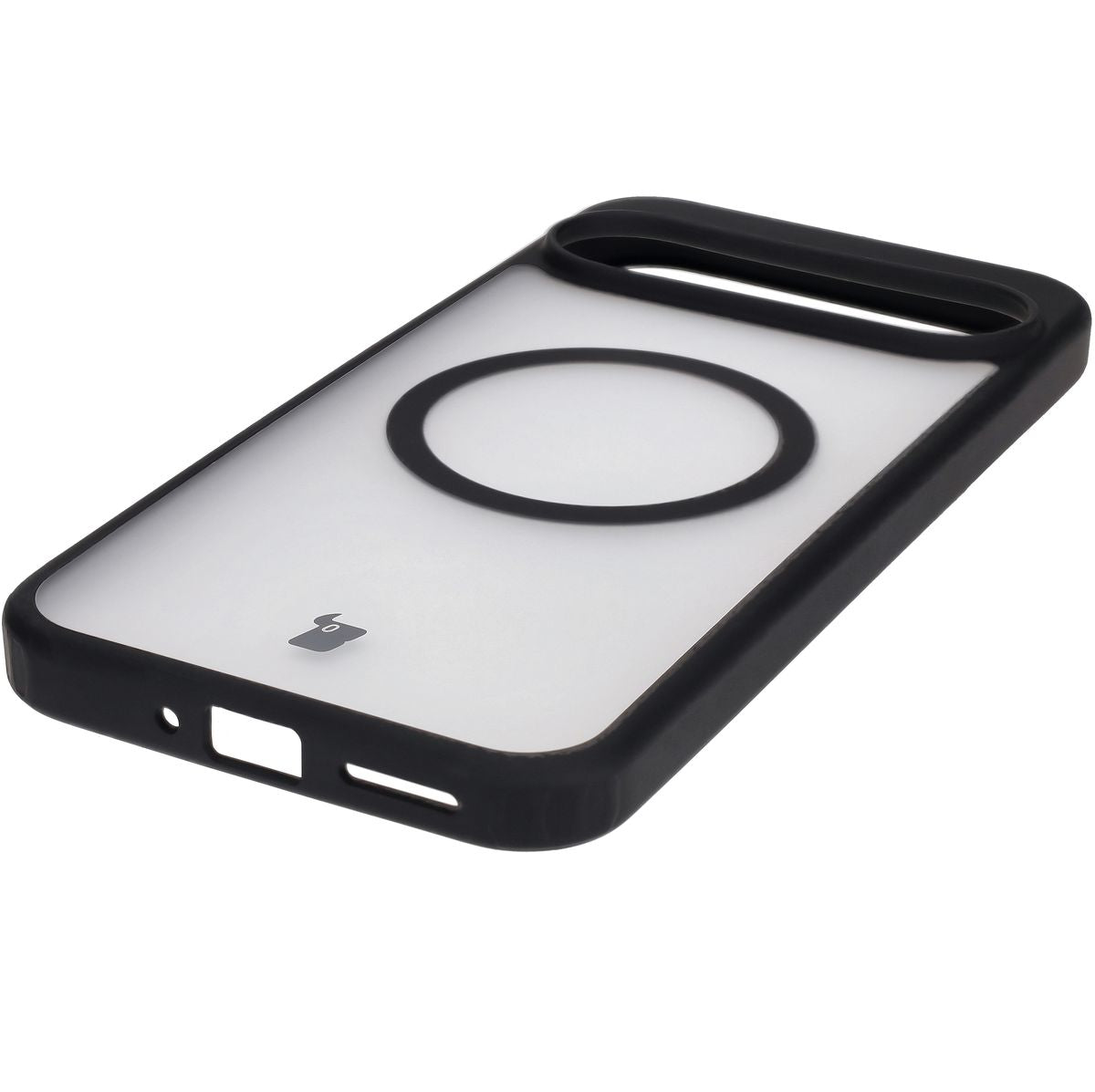 Handyhülle mit Magnetring für Google Pixel 9 Pro XL, Bizon Case MatteO, Semitransparent mit schwarzem Rand
